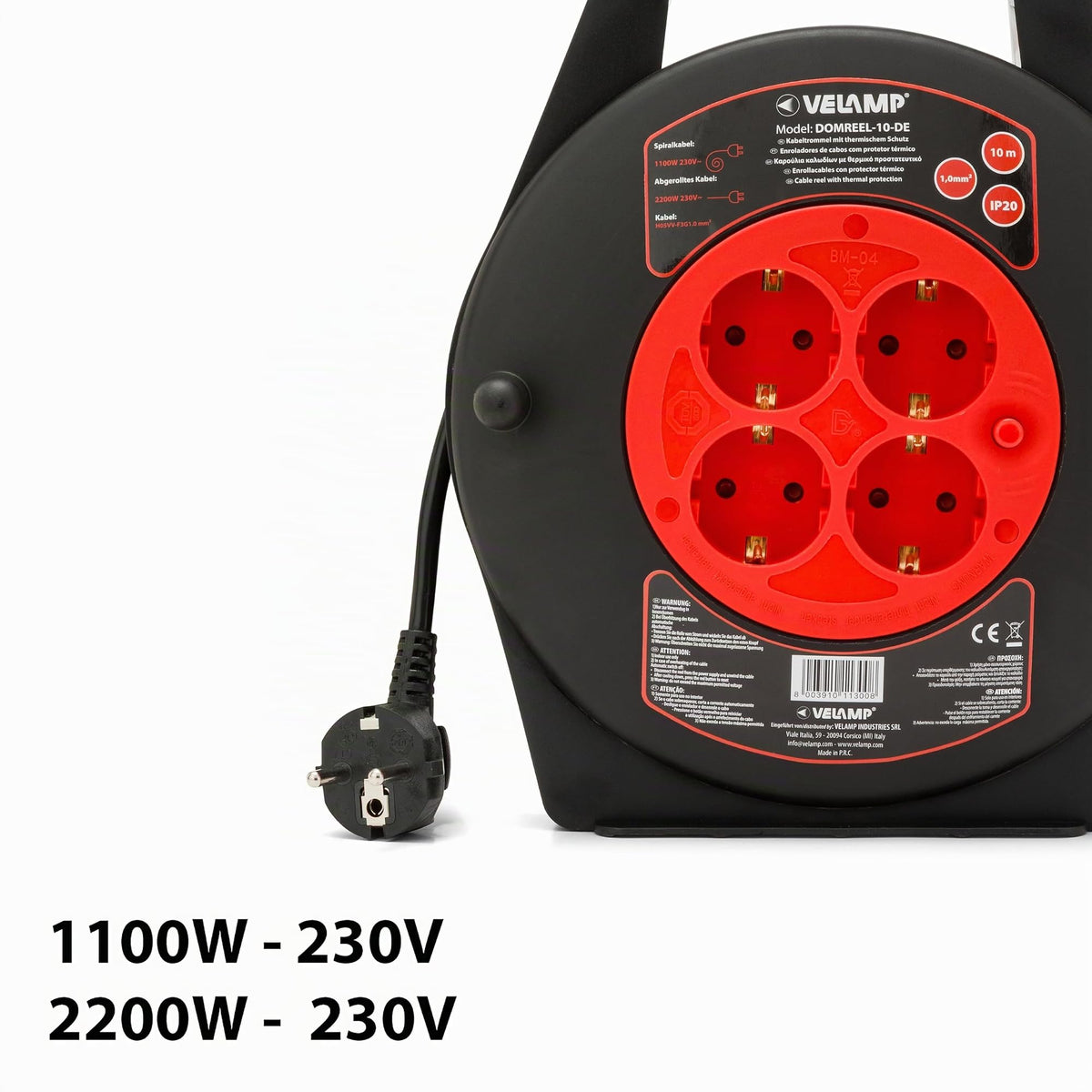 Velamp Avvolgicavo DOMREEL-10-DE  10 m, 4 prese Schuko 3