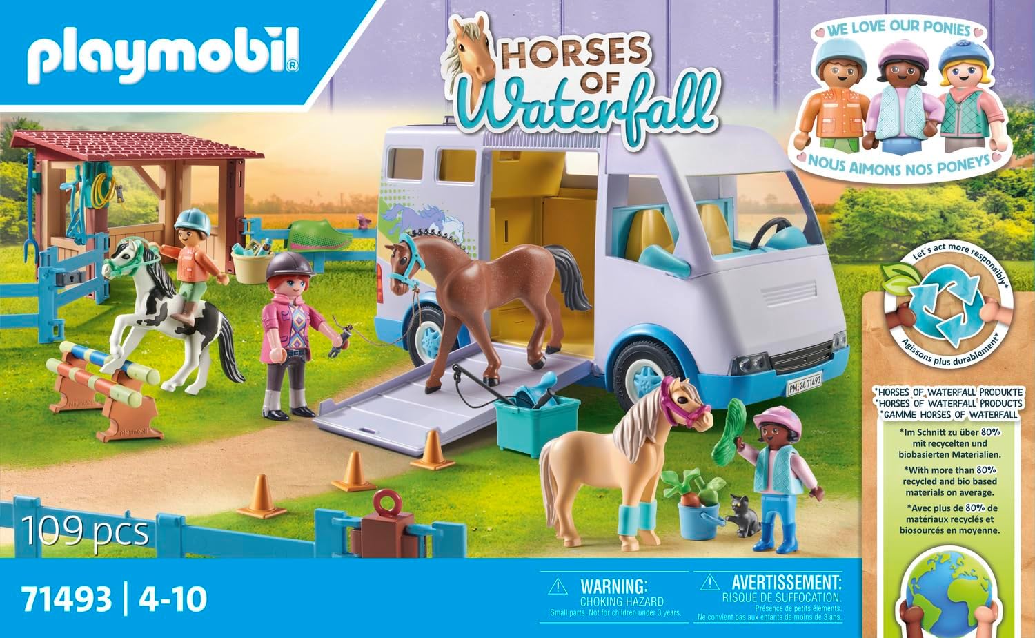 Playmobil - 71493 - Horses of Waterfall - Trasporto Cavalli e stalla