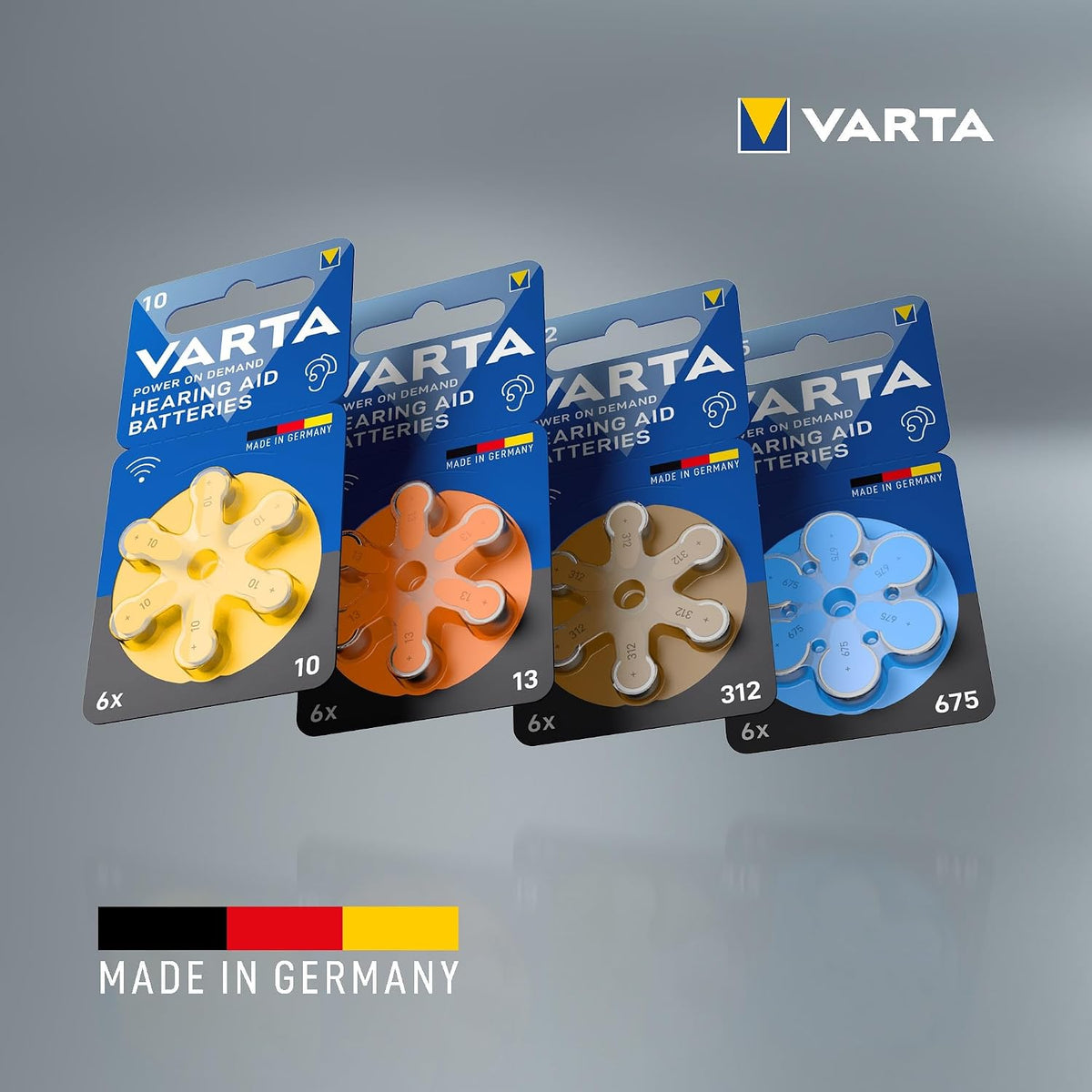 VARTA Hearing Aid Batteries – 60 Pile Zinc Air 1,45V per Apparecchi Acustici | 10, 312, 13, 675