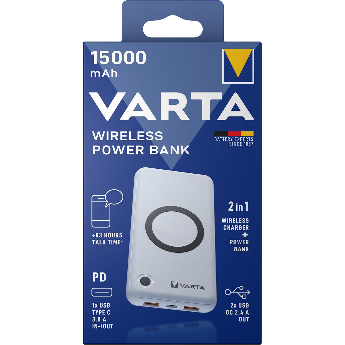 VARTA PowerBank Wireless Qi USB-C PD