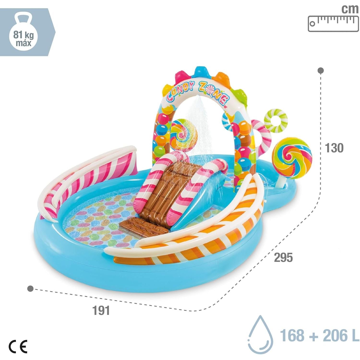Intex 57149 Play Center Caramelle – Piscina Gonfiabile con Giochi Acqua
