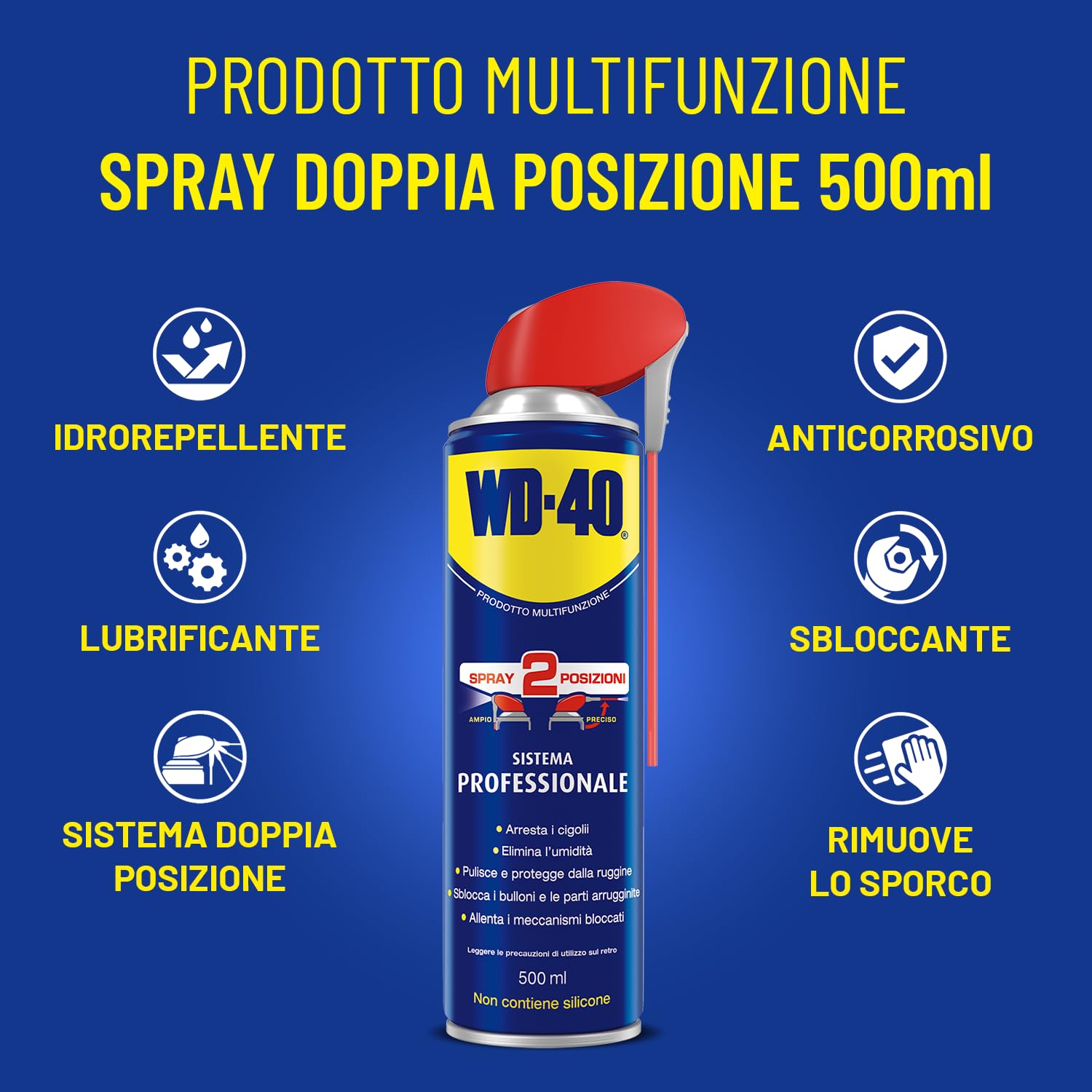WD-40 Spray Multifunzione 500ml – Lubrifica, Sblocca e Protegge
