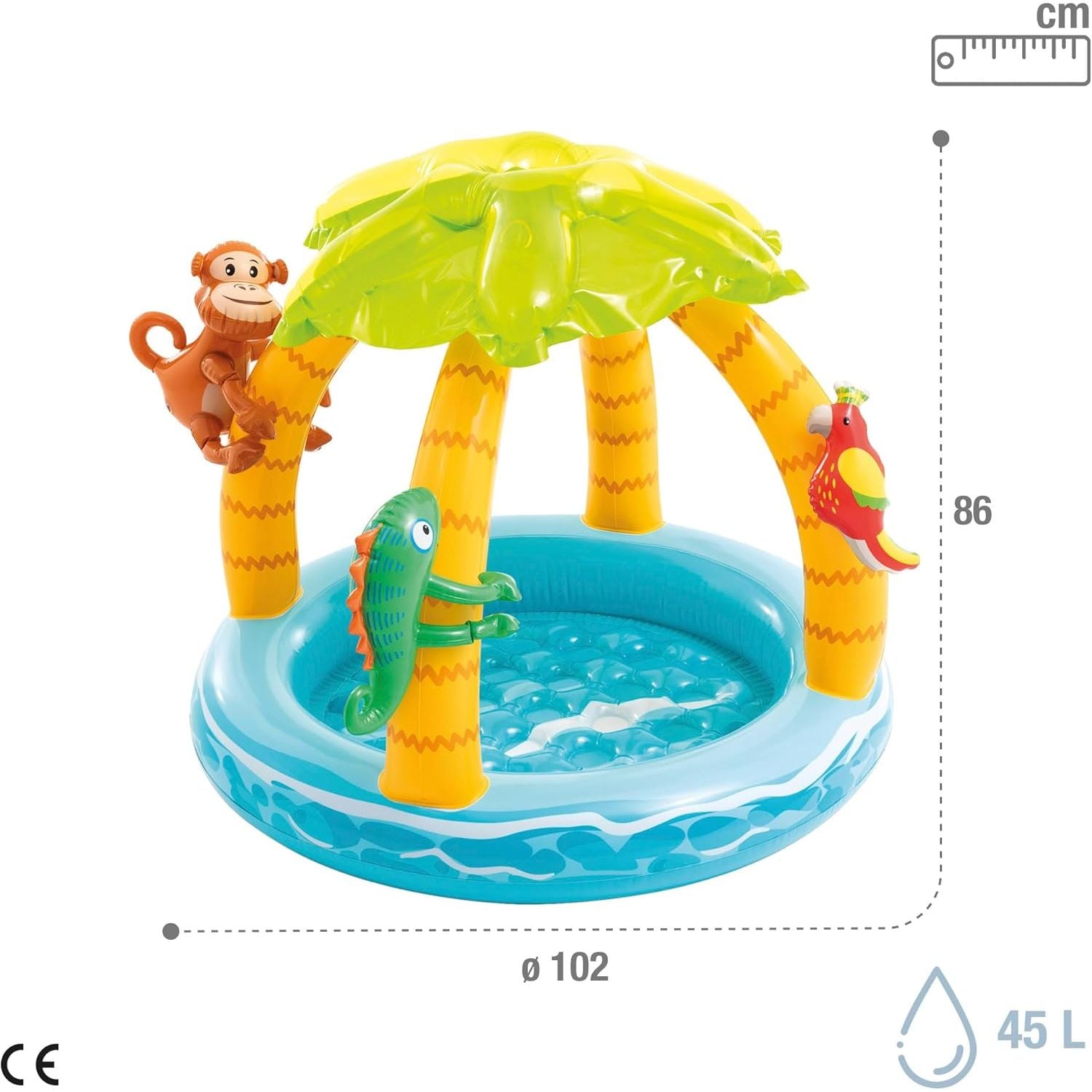 Intex Baby Palma – Piscina Gonfiabile Bambini 1-3 Anni con Tetto Parasole