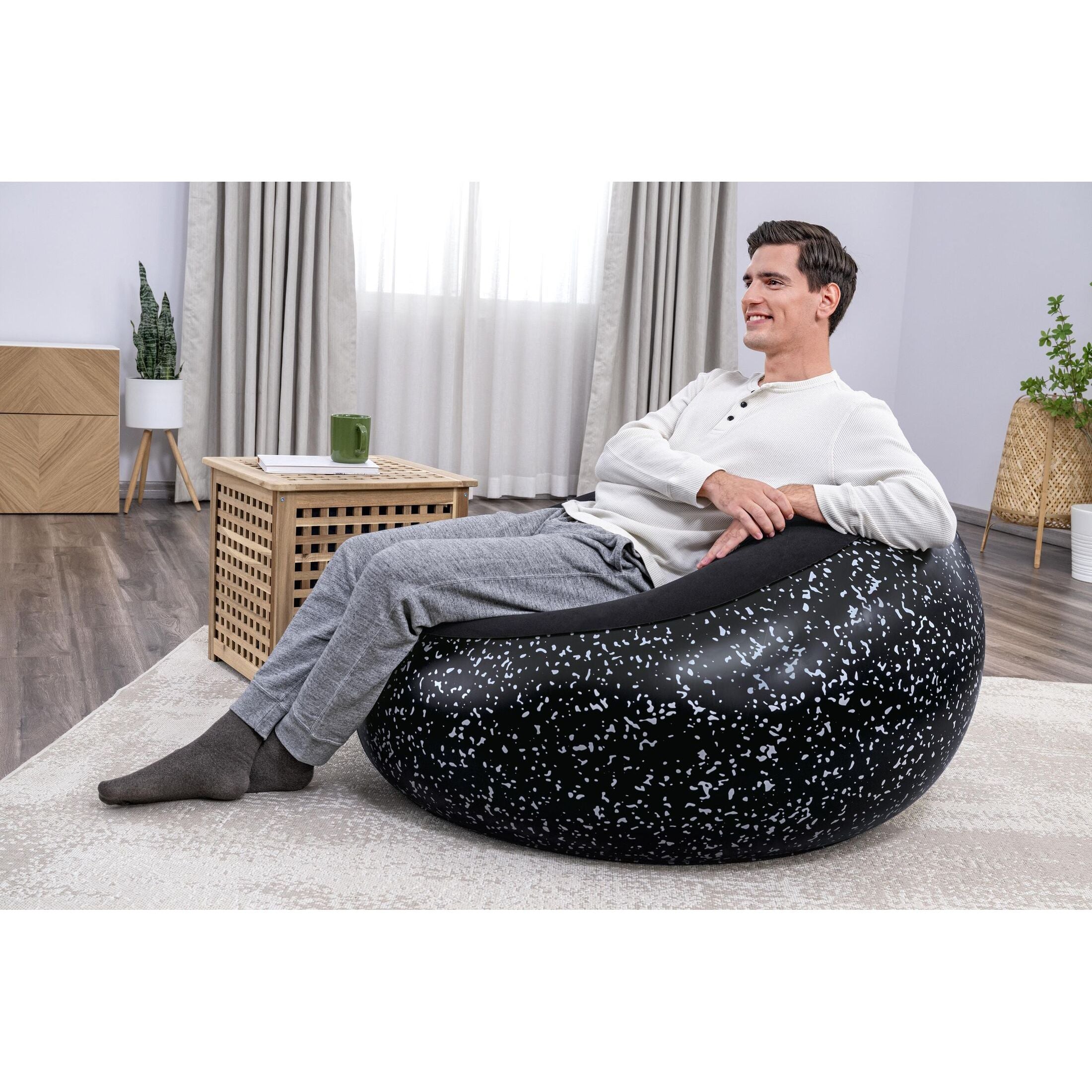 Bestway Poltrona Pouf Gonfiabile – seduta morbida regolabile, 112x112x66 cm