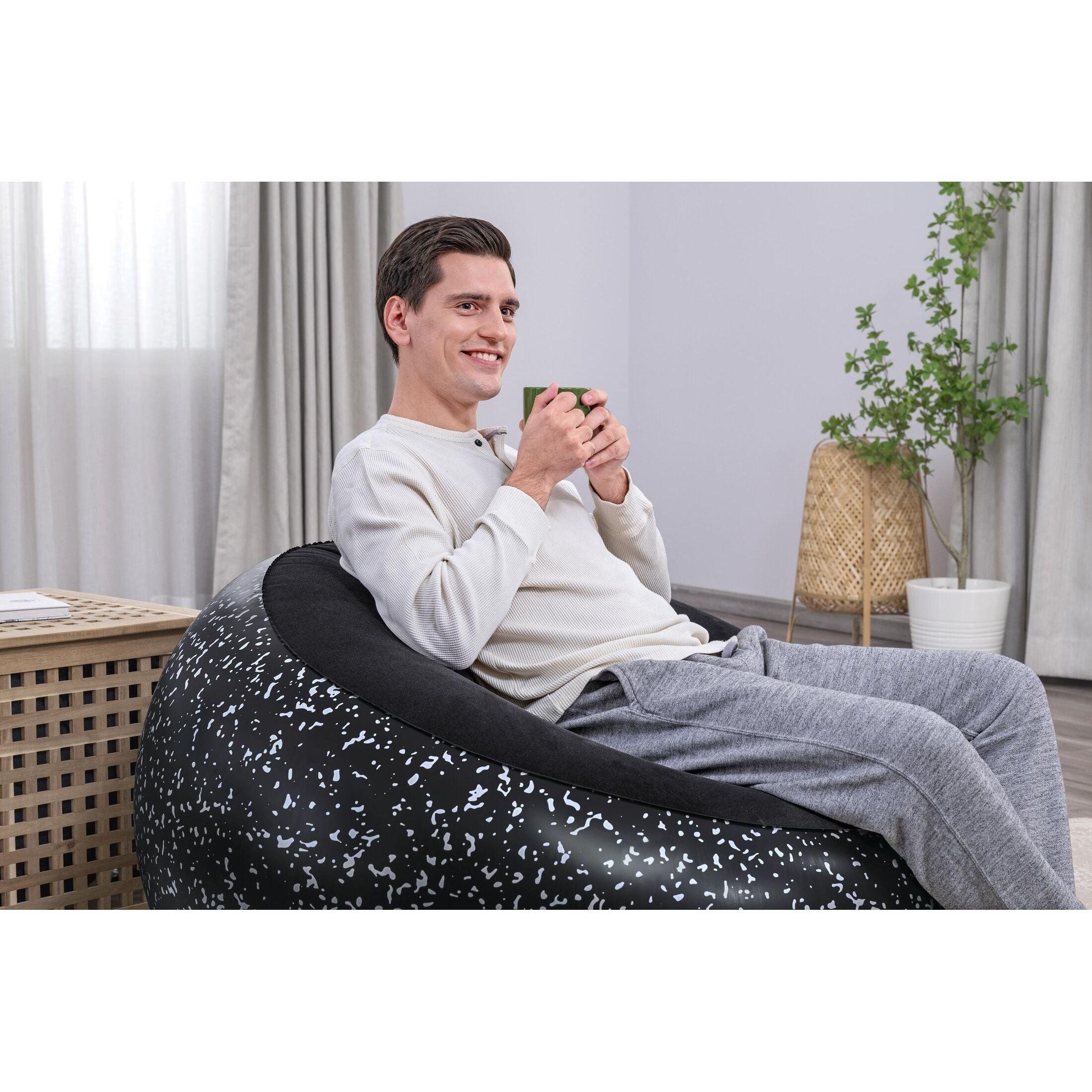 Bestway Poltrona Pouf Gonfiabile – seduta morbida regolabile, 112x112x66 cm