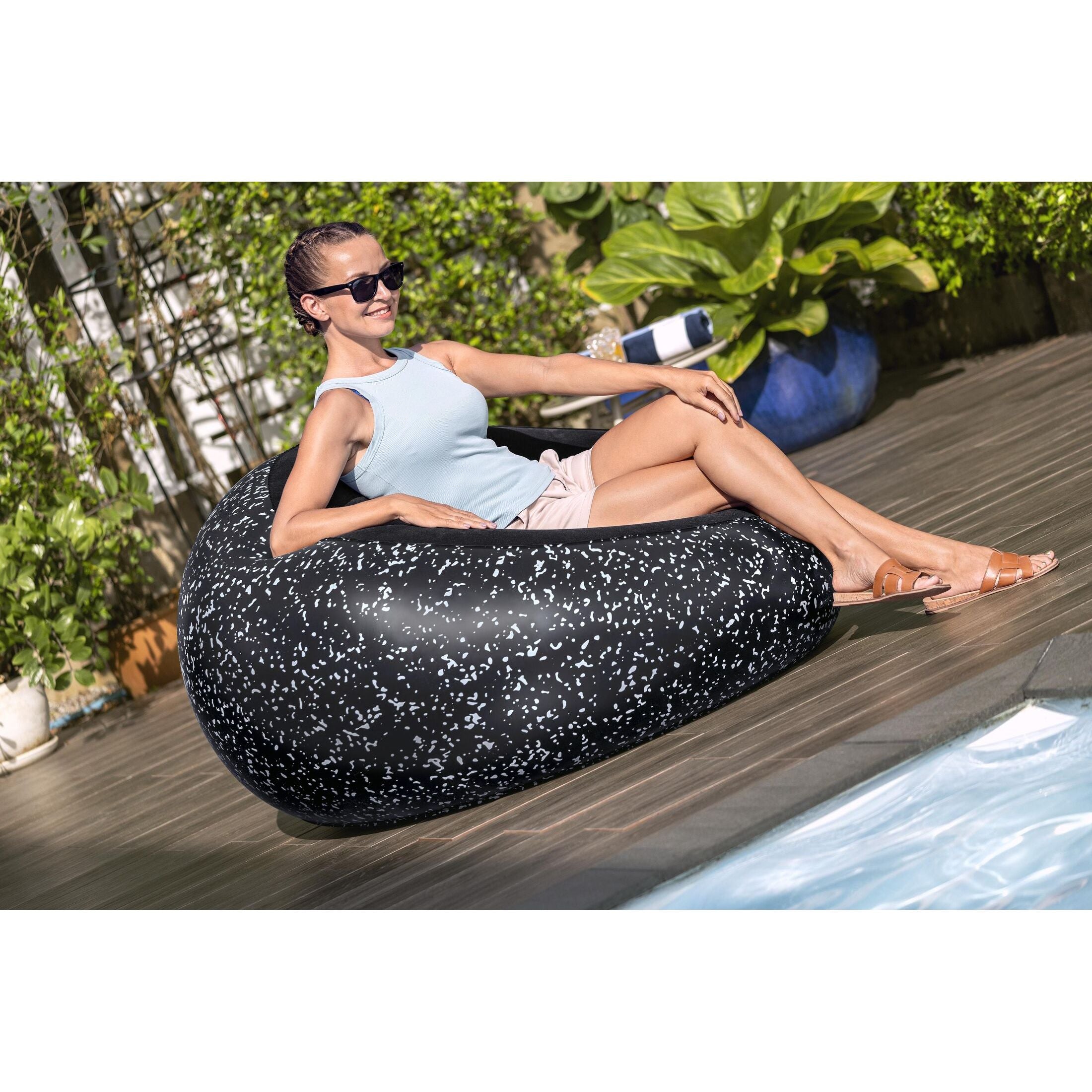 Bestway Poltrona Pouf Gonfiabile – seduta morbida regolabile, 112x112x66 cm