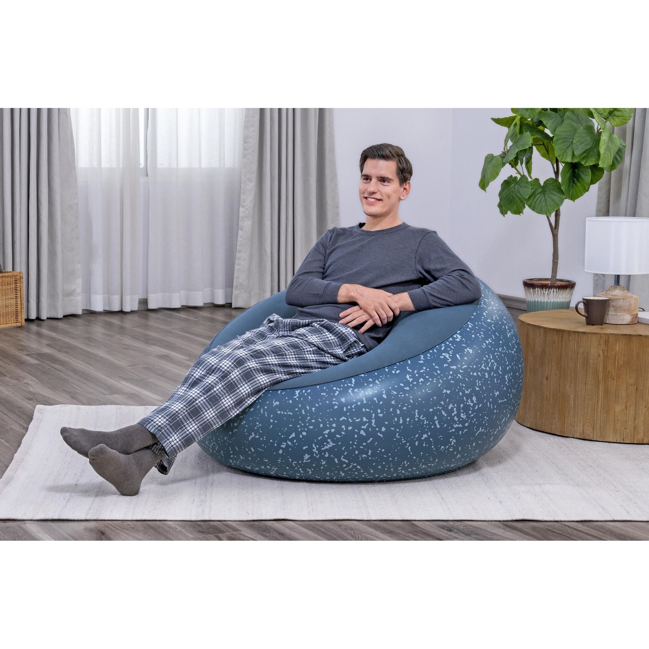 Bestway Poltrona Pouf Gonfiabile – seduta morbida regolabile, 112x112x66 cm