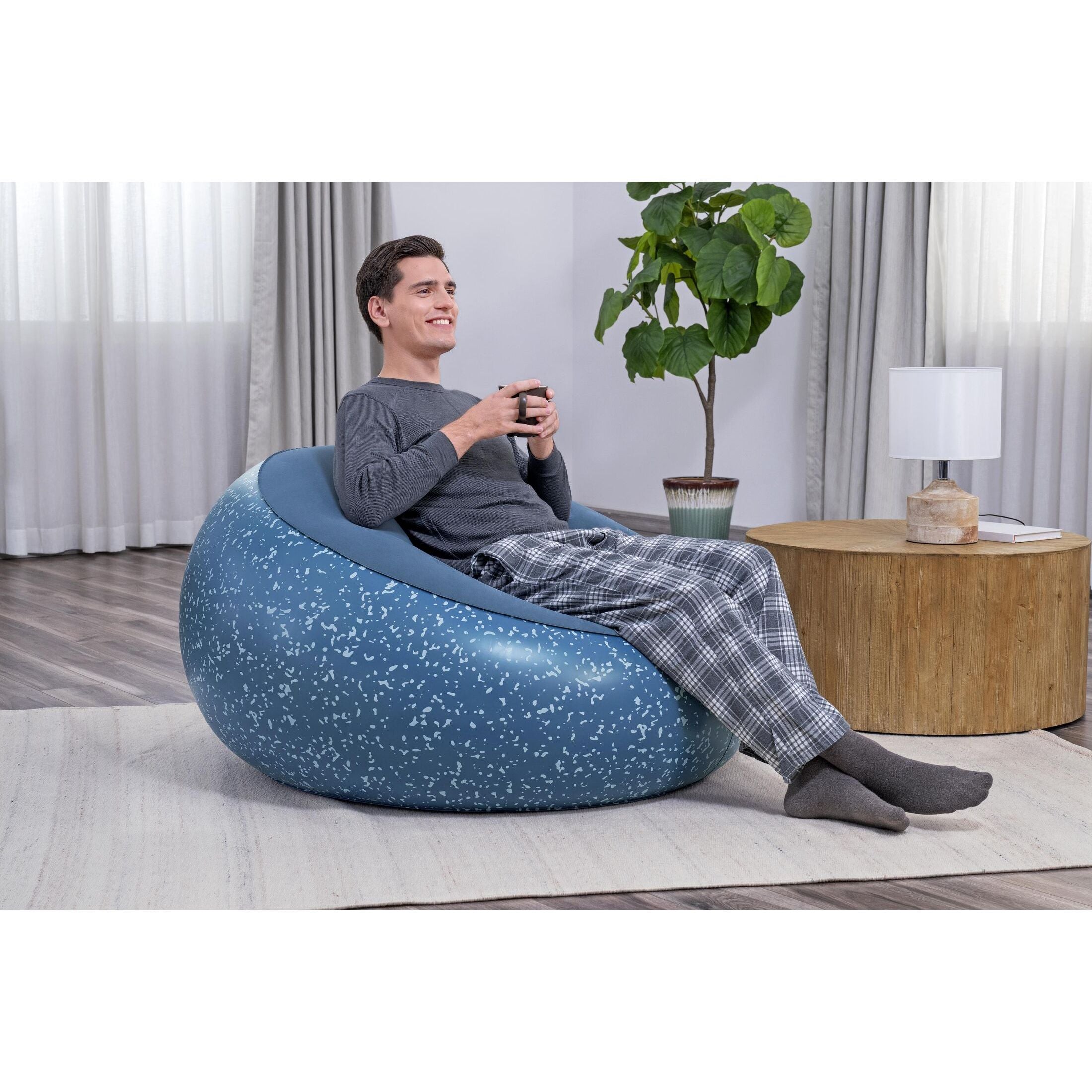 Bestway Poltrona Pouf Gonfiabile – seduta morbida regolabile, 112x112x66 cm