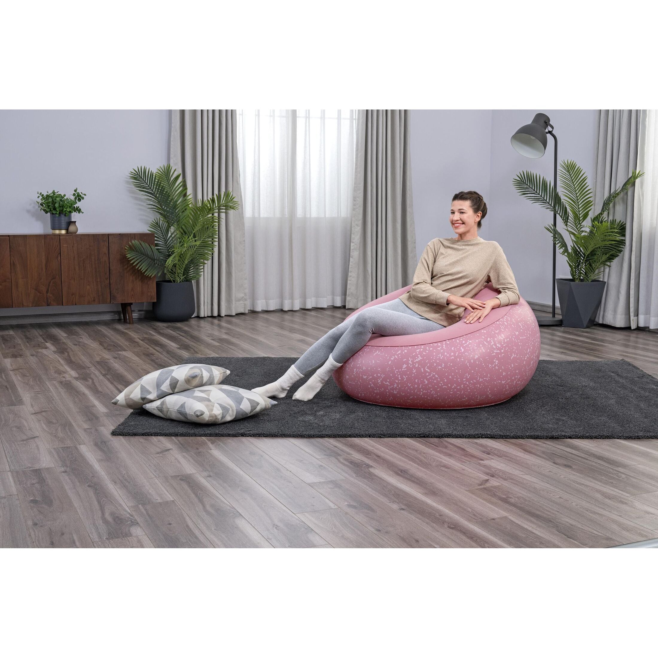 Bestway Poltrona Pouf Gonfiabile – seduta morbida regolabile, 112x112x66 cm