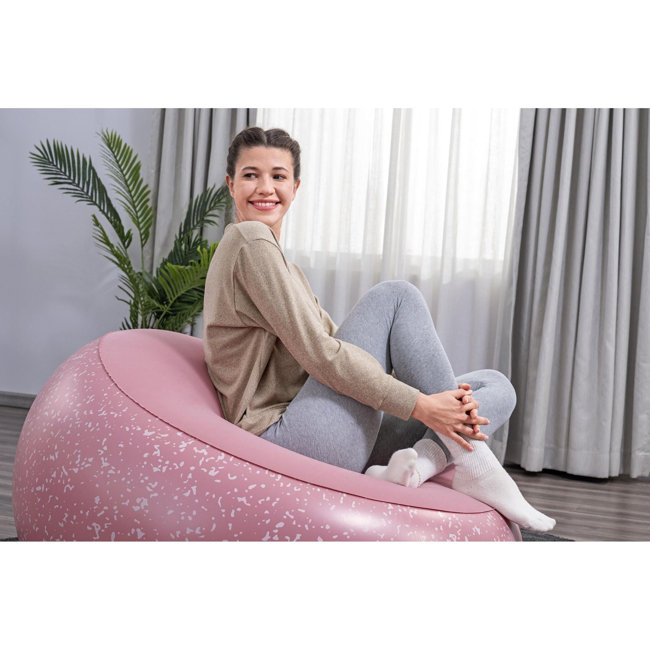 Bestway Poltrona Pouf Gonfiabile – seduta morbida regolabile, 112x112x66 cm