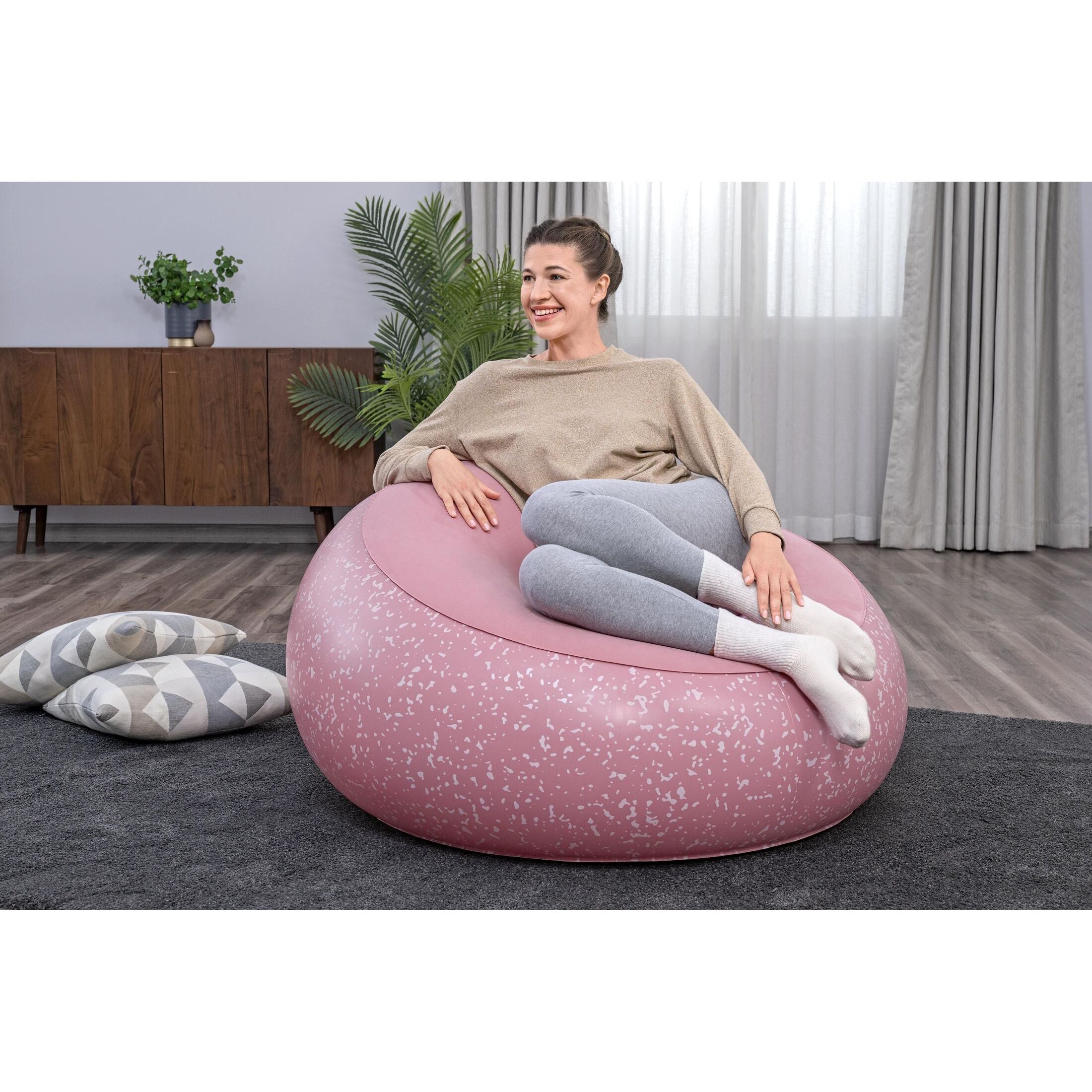 Bestway Poltrona Pouf Gonfiabile – seduta morbida regolabile, 112x112x66 cm
