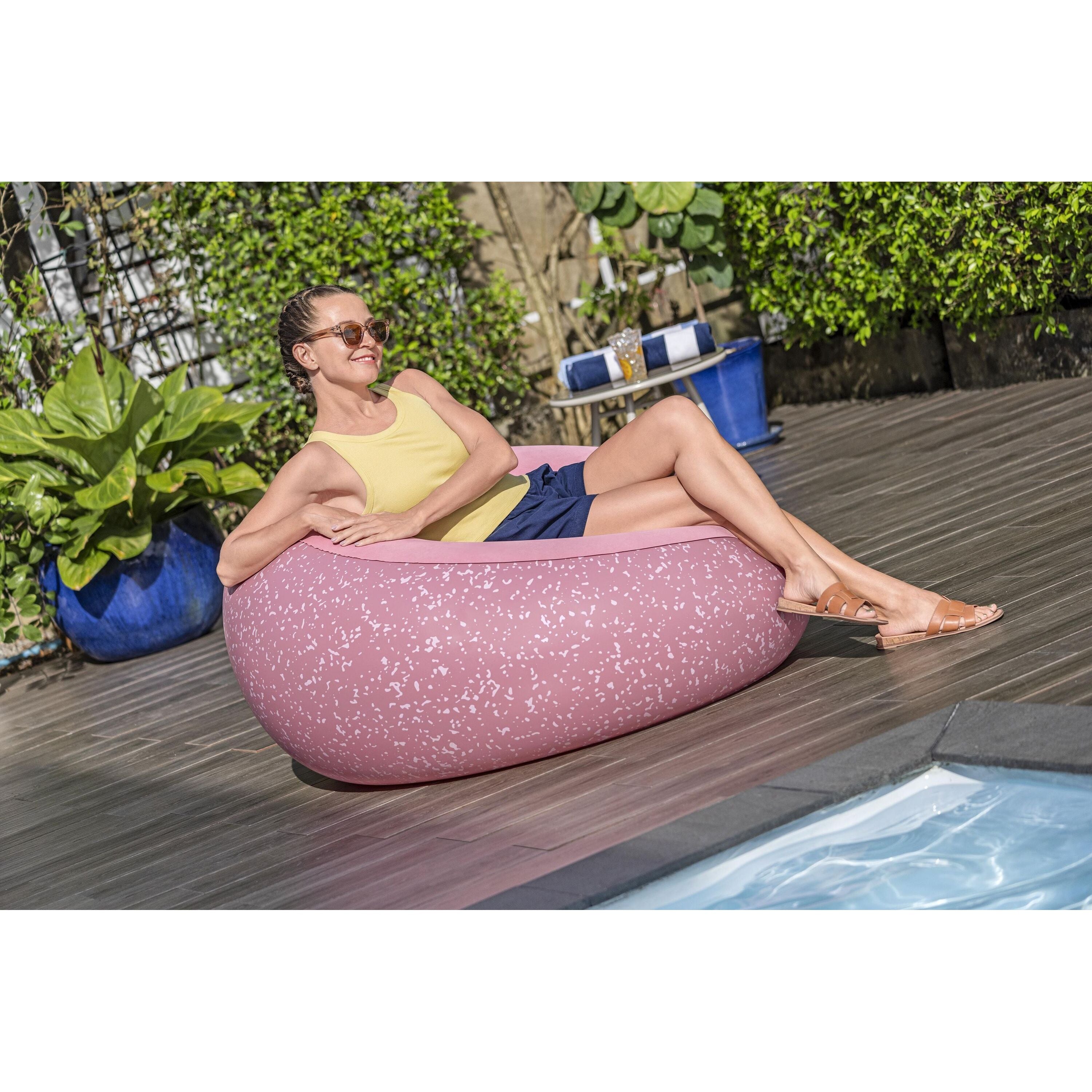 Bestway Poltrona Pouf Gonfiabile – seduta morbida regolabile, 112x112x66 cm