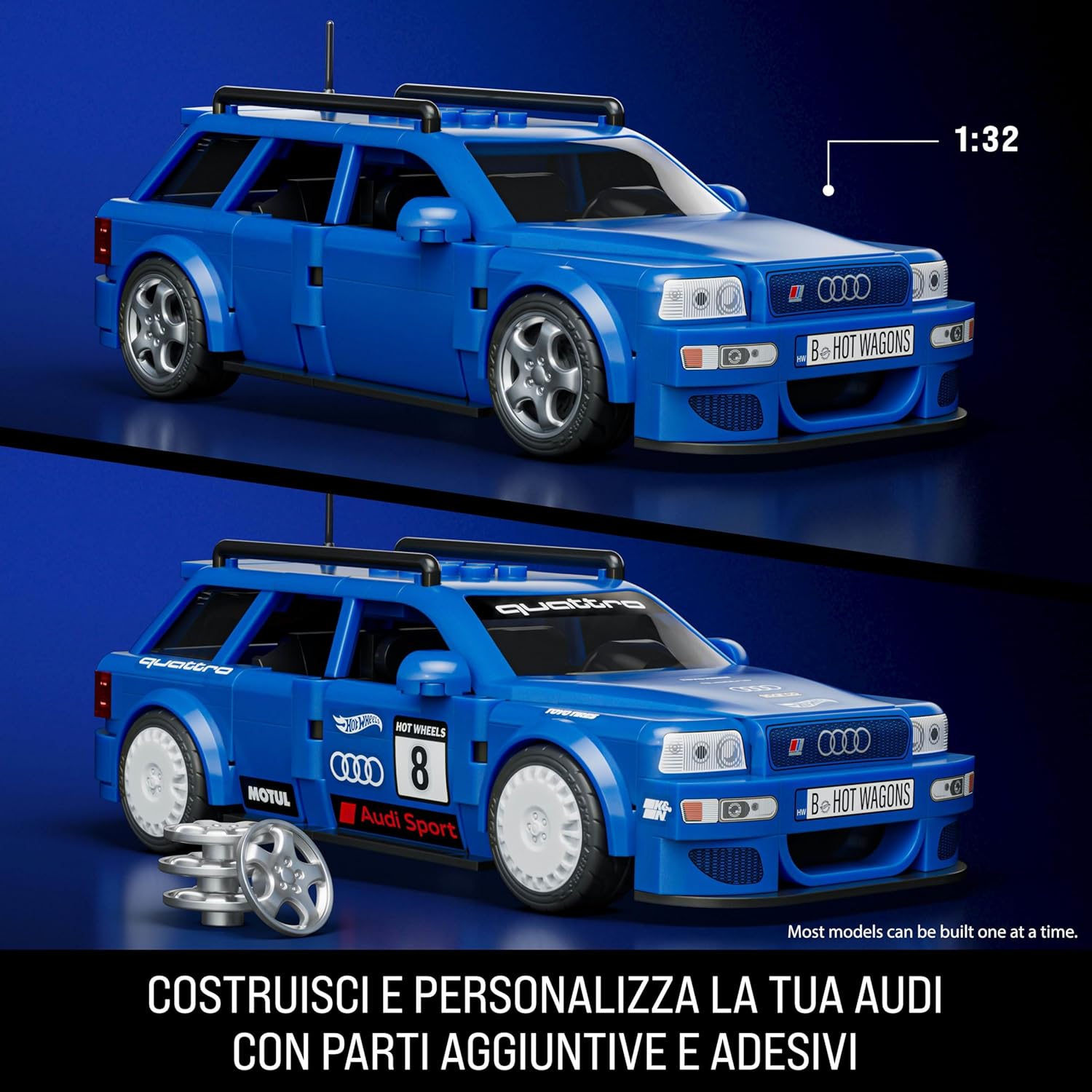 Mattel Brick Shop Hot Wheels - 94 Audi Avant RS2 Serie Speed - 253 pcs