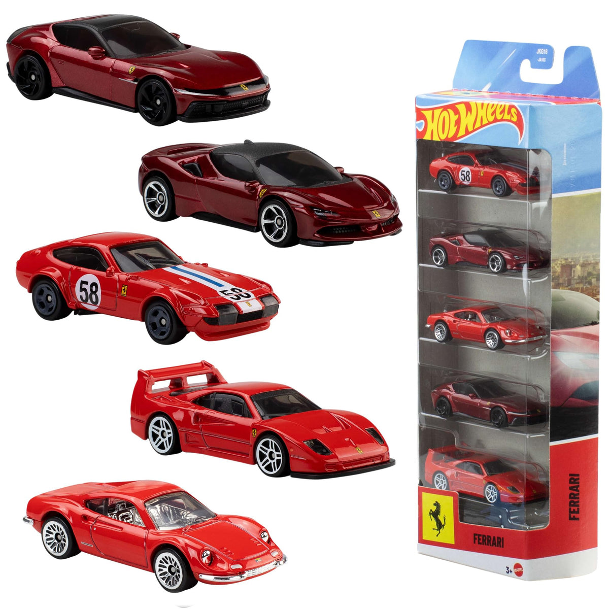 Hot Wheels Confezione da 5 Ferrari