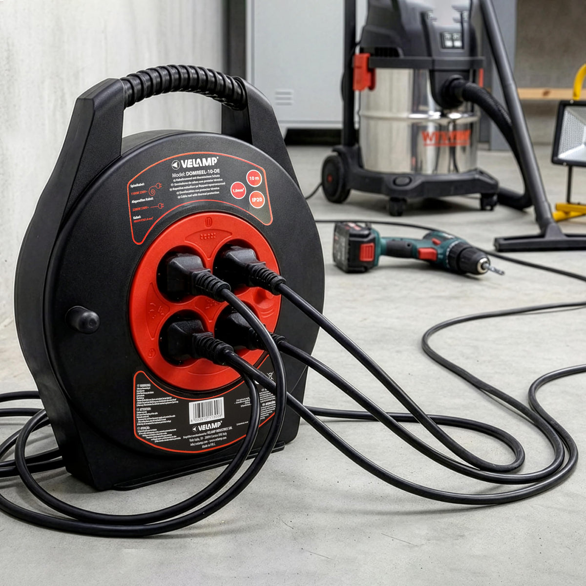 Velamp Avvolgicavo DOMREEL-10-DE  10 m, 4 prese Schuko 5