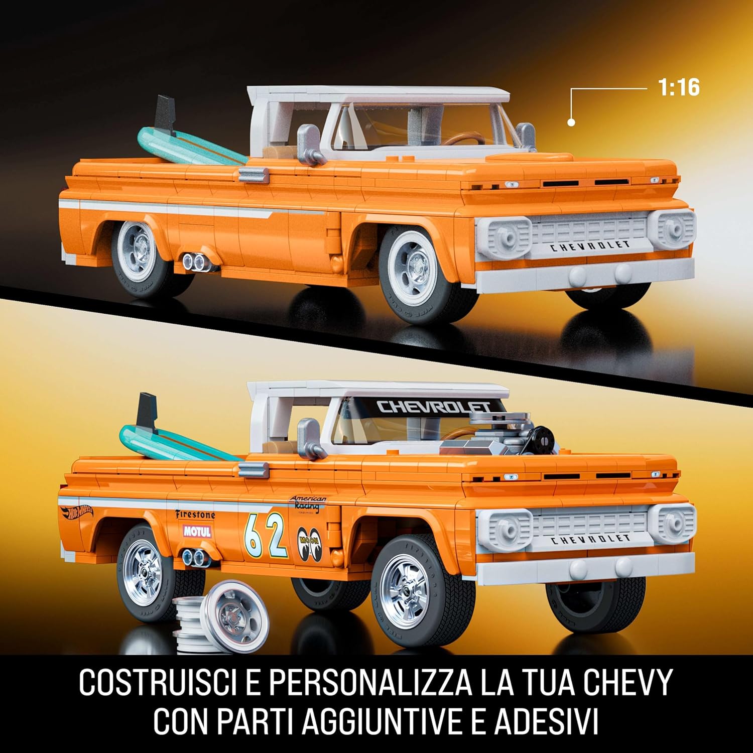 Mattel Brick Shop Hot Wheels - Custom 62 Chevy Pickup - 858 pcs