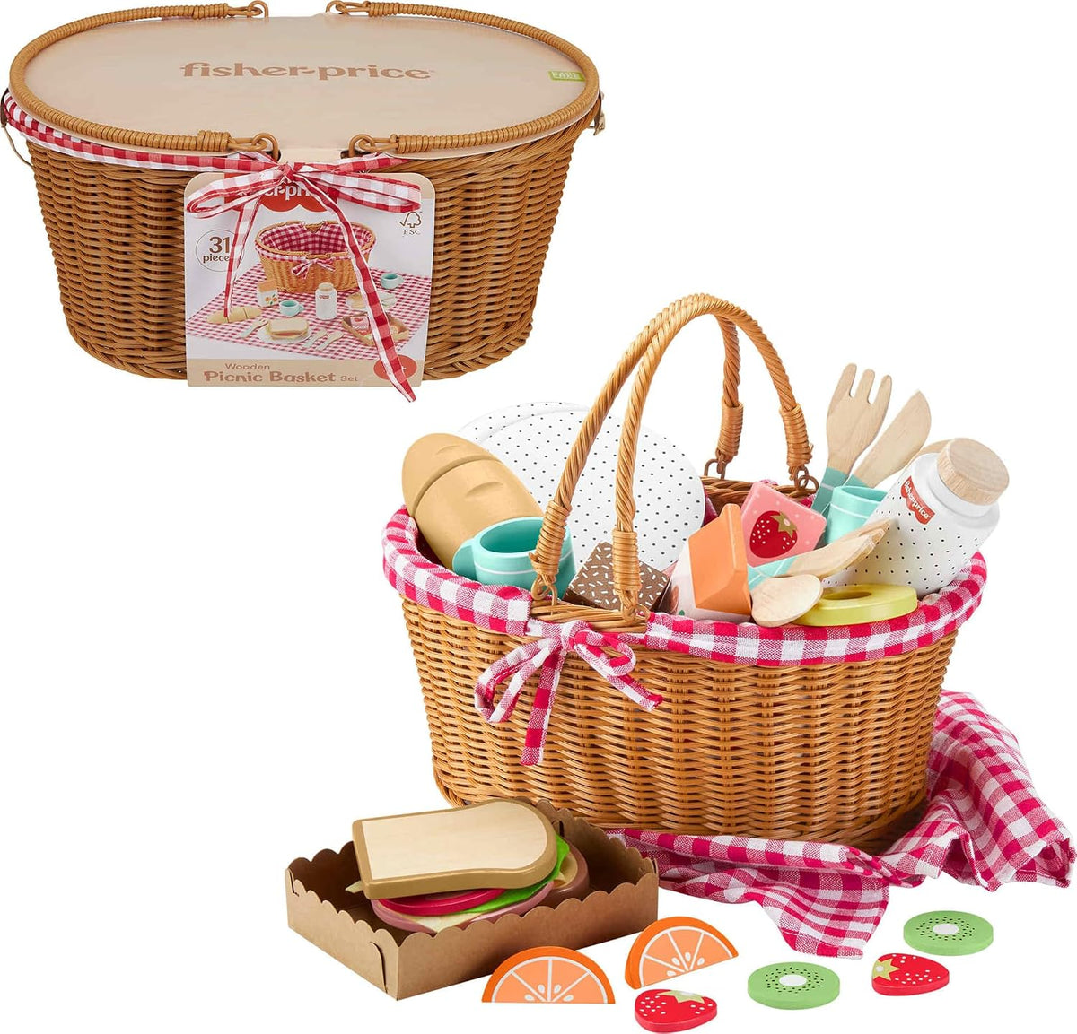 Fisher-Price - Cestino da Picnic in Legno