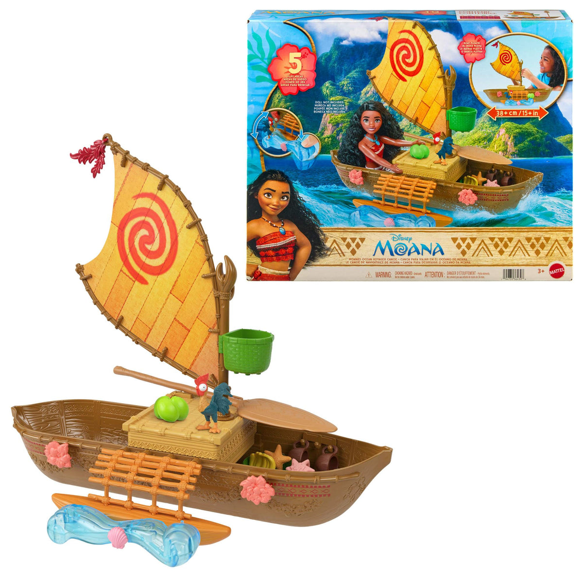 Mattel Brick Shop Playset canoa di Vaiana, 38 cm