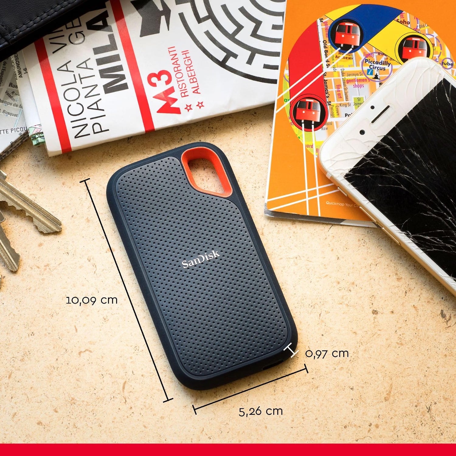 SanDisk Extreme SSD Portatile 1TB NVMe USB-C 1050 MB/s IP65 Nero