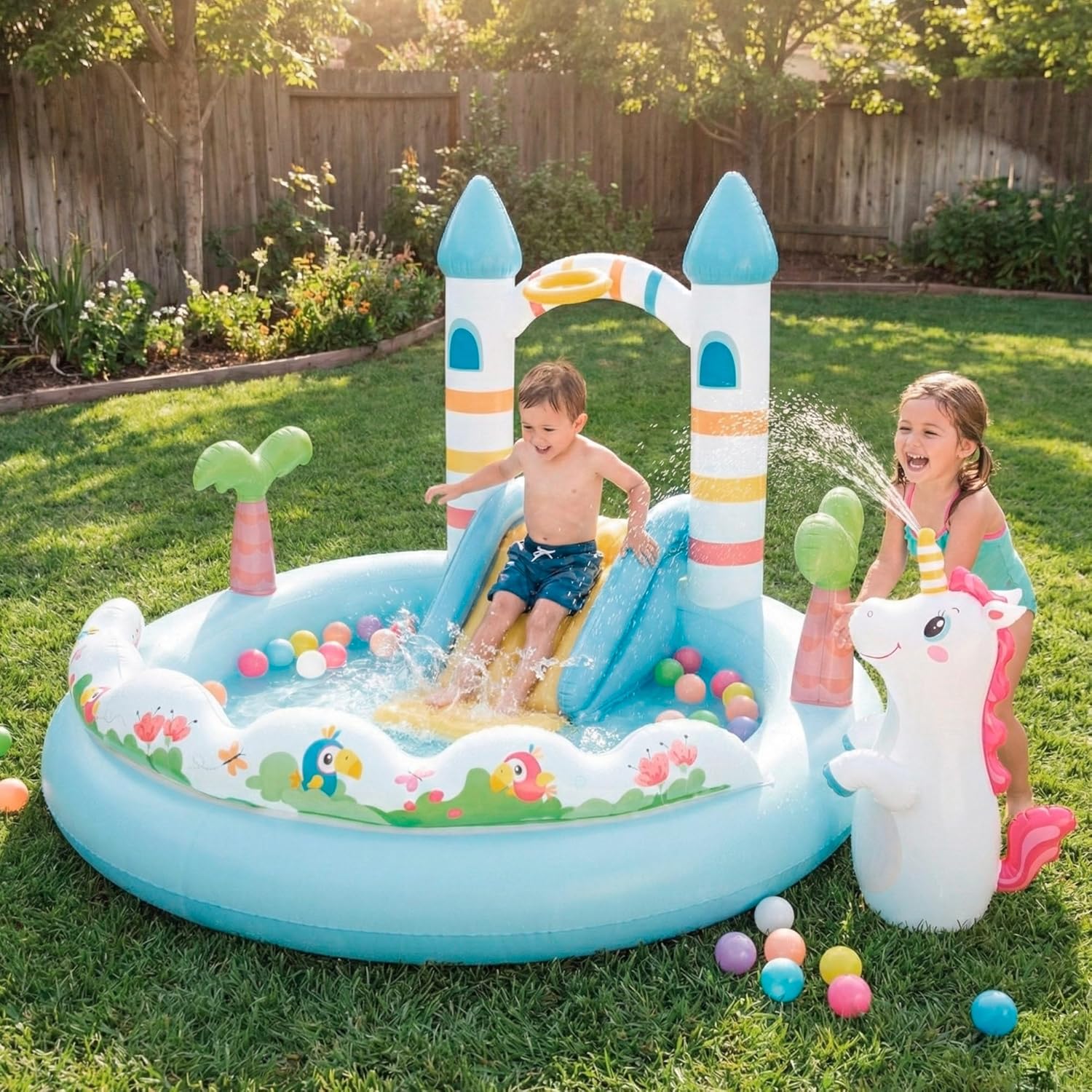 Intex 56148 Playcenter Castello Unicorno Piscina Gonfiabile Bambini 196x178x127 cm