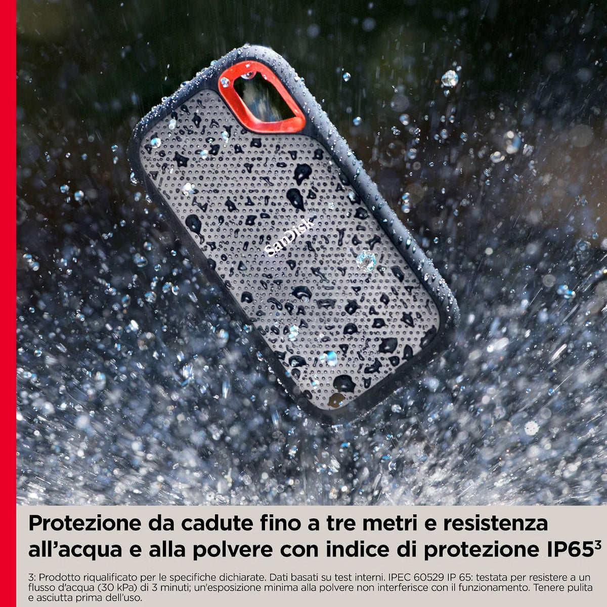 SanDisk Extreme SSD Portatile 1TB NVMe USB-C 1050 MB/s IP65 Nero