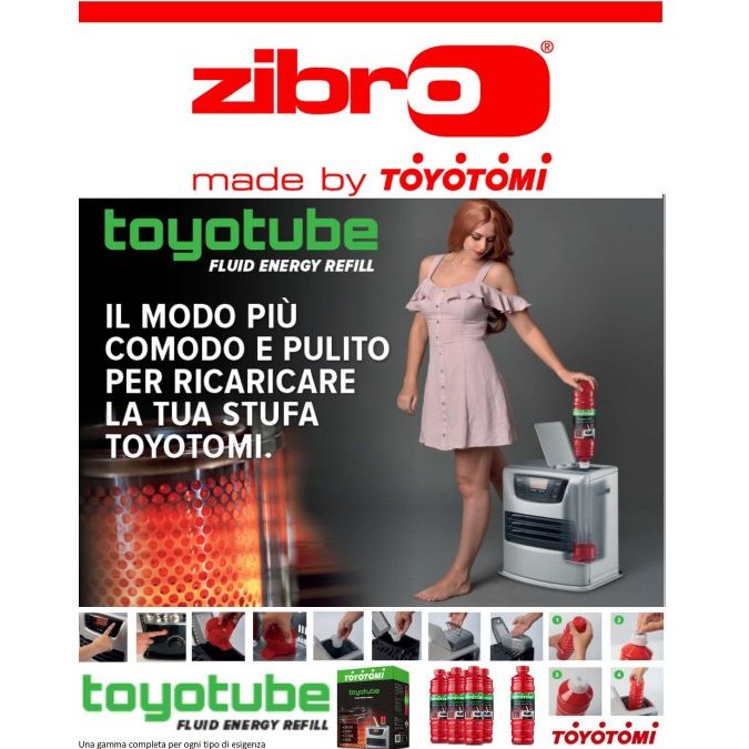 TOYOTOMI Toyotube 6 Taniche LT. 1,4  Combustibile Liquido Per Stufe Comodo e Pulito