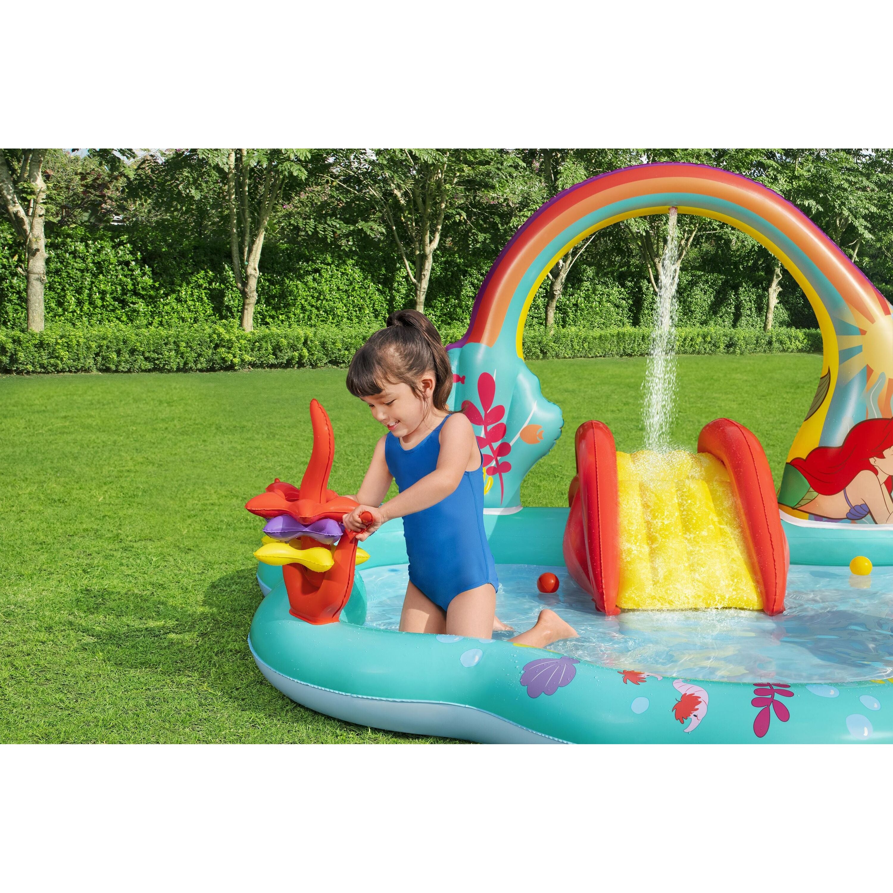Bestway Playcenter Gonfiabile Disney Little Mermaid – piscina gioco con scivolo e spruzzo