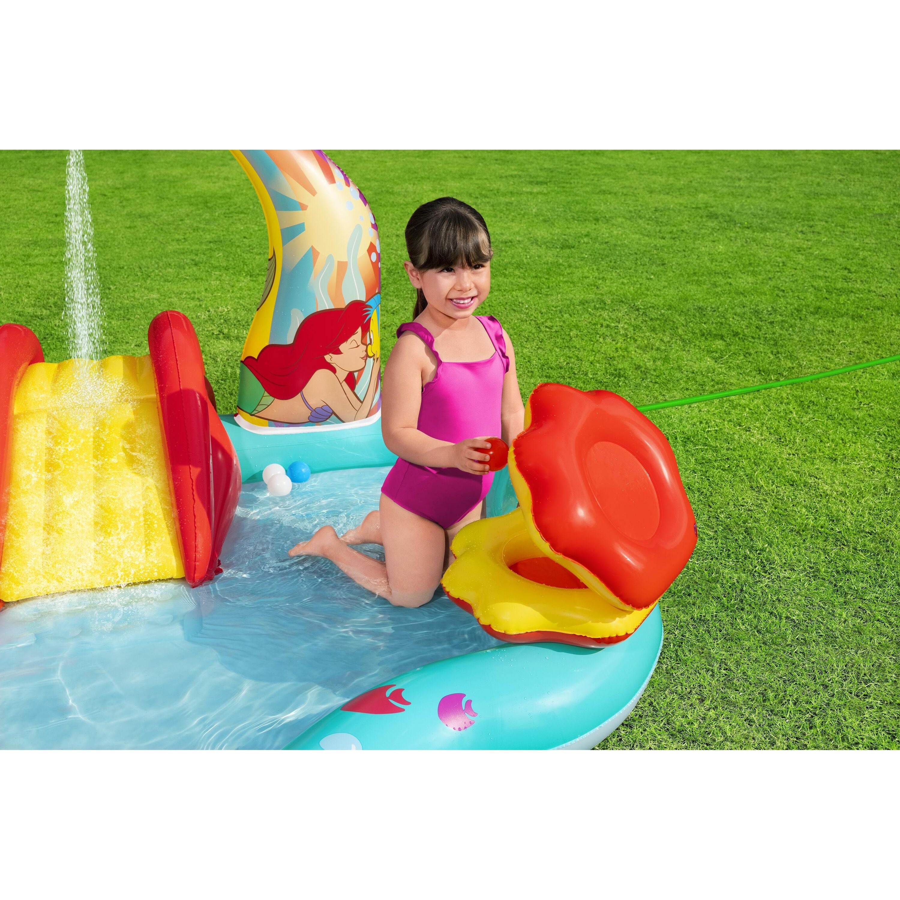 Bestway Playcenter Gonfiabile Disney Little Mermaid – piscina gioco con scivolo e spruzzo