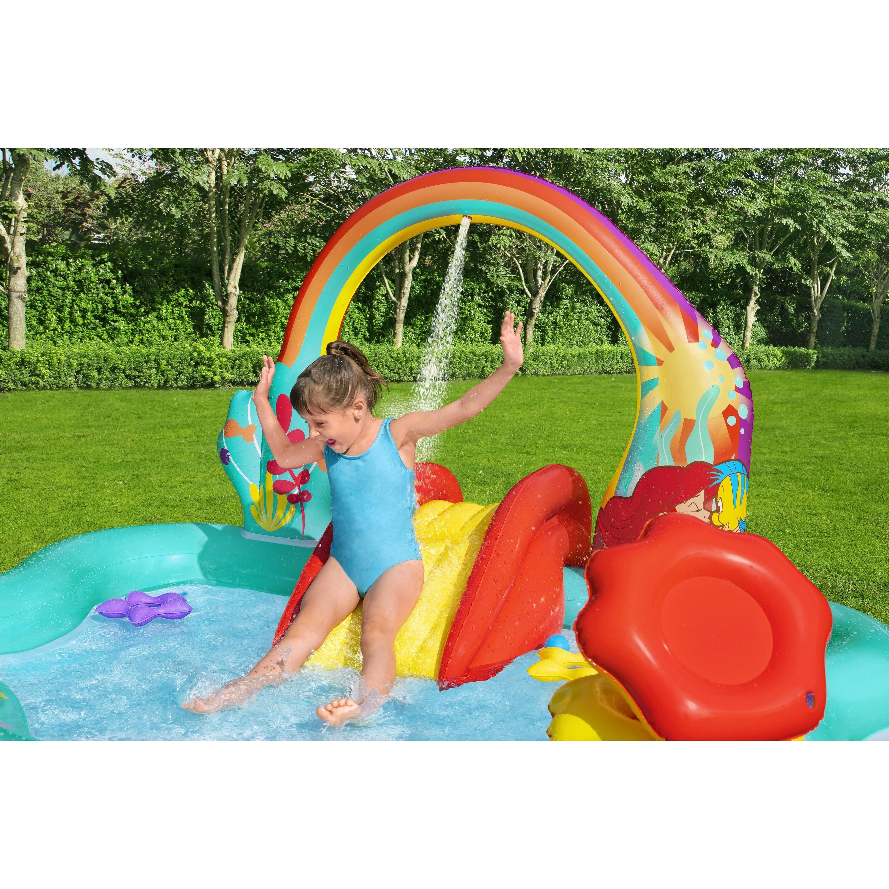 Bestway Playcenter Gonfiabile Disney Little Mermaid – piscina gioco con scivolo e spruzzo