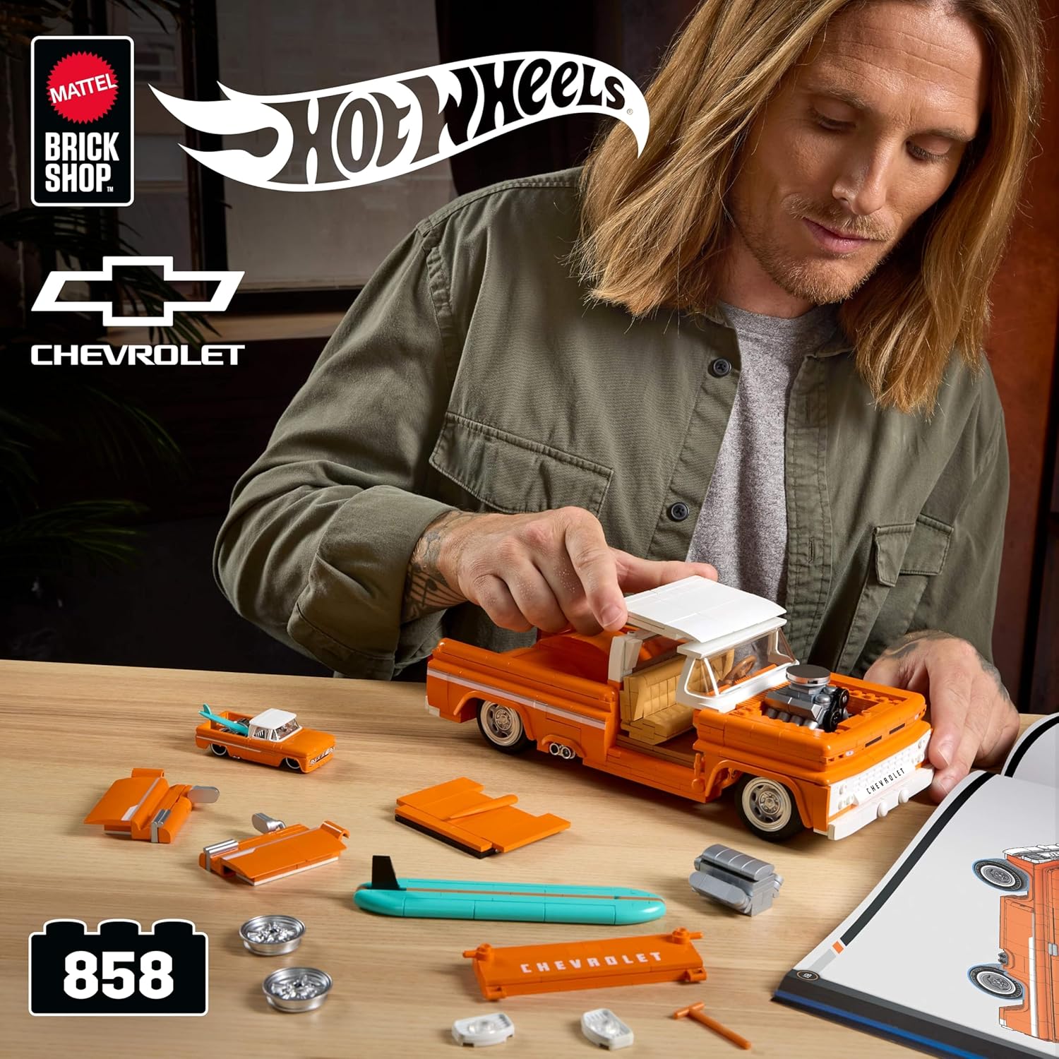 Mattel Brick Shop Hot Wheels - Custom 62 Chevy Pickup - 858 pcs