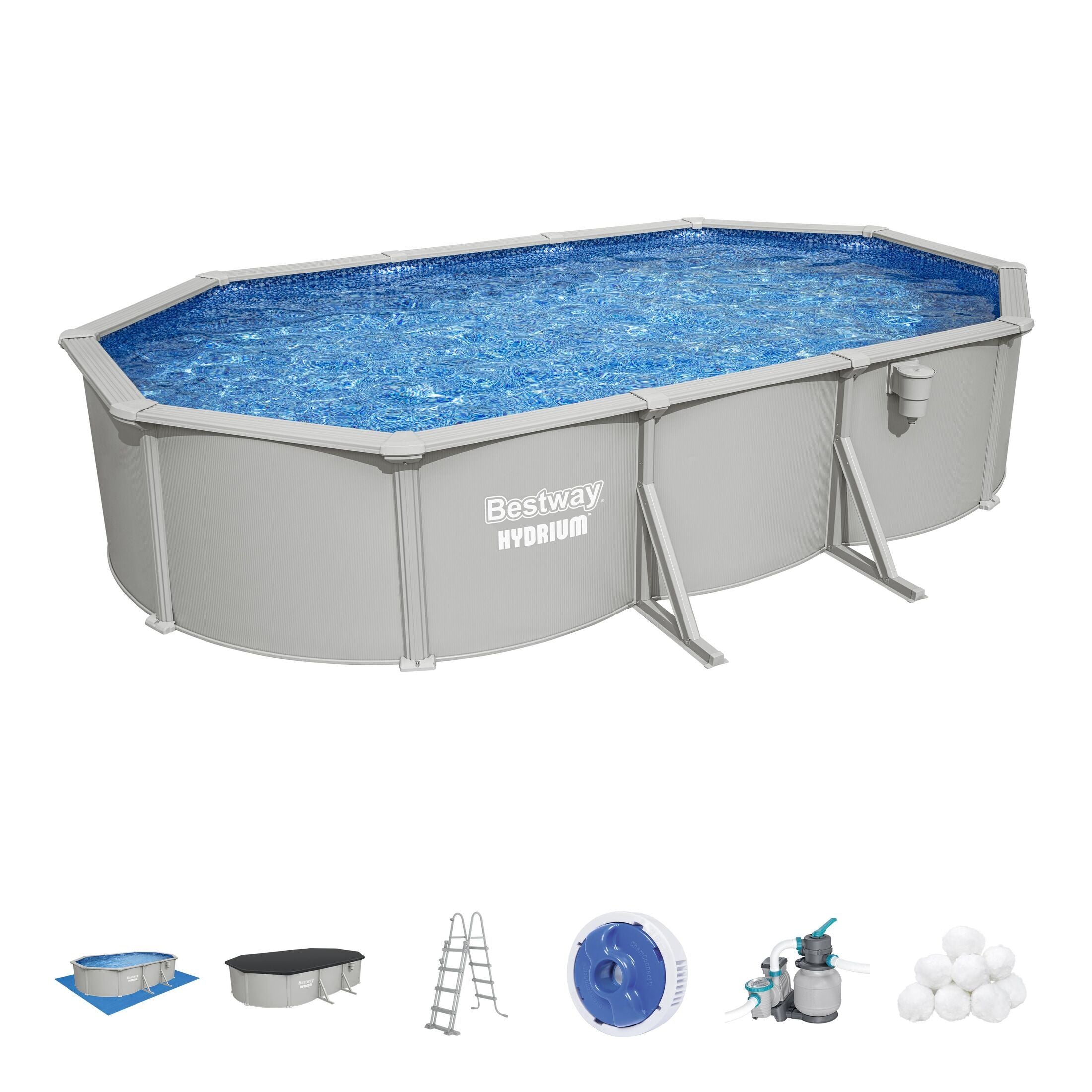 Bestway Hydrium 610x366x122 cm – Piscina fuori terra ovale in acciaio