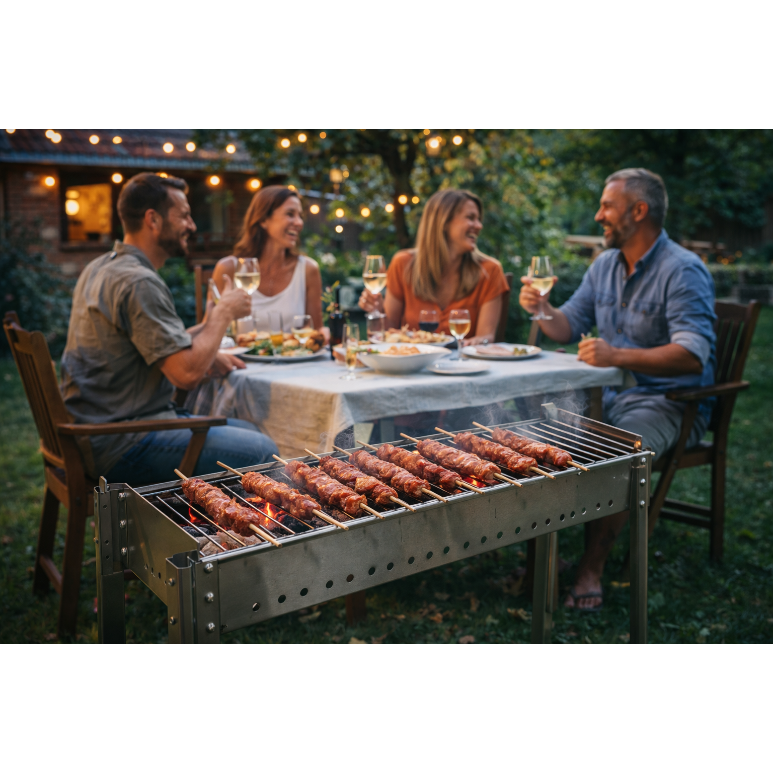 Ompagrill Barbecue per Arrosticini Inox – Carbone/Legna (3 Misure)