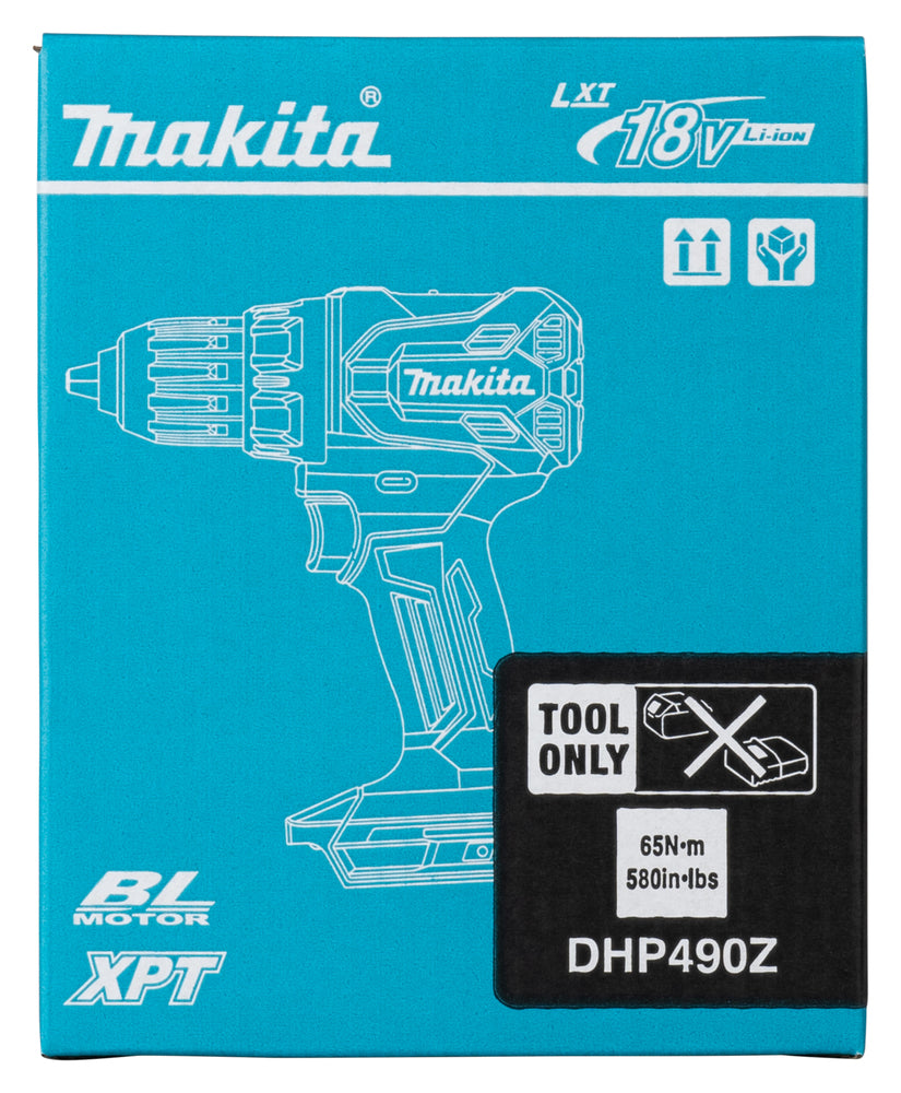 Makita DHP490Z – Trapano Avvitatore con Percussione LXT 18V Brushless 65 Nm (Solo Macchina)