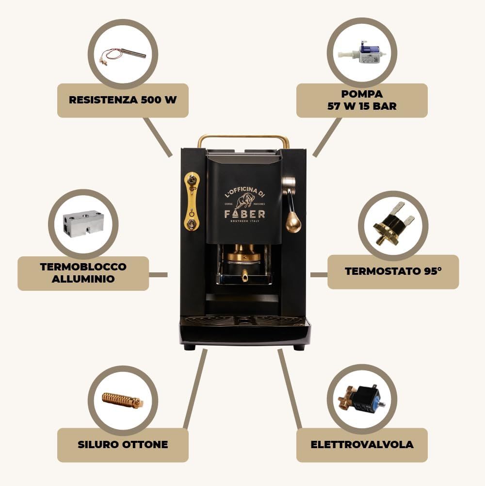 FABER MACCHINA DA CAFFE PRO DELUXE OTTONE GARANZIA UFFICIALE ITALIA 2 ANNI