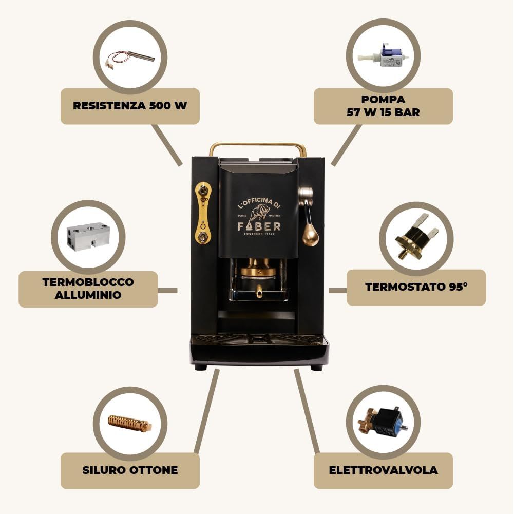FABER MACCHINA DA CAFFE PRO DELUXE OTTONE GARANZIA UFFICIALE ITALIA 2 ANNI