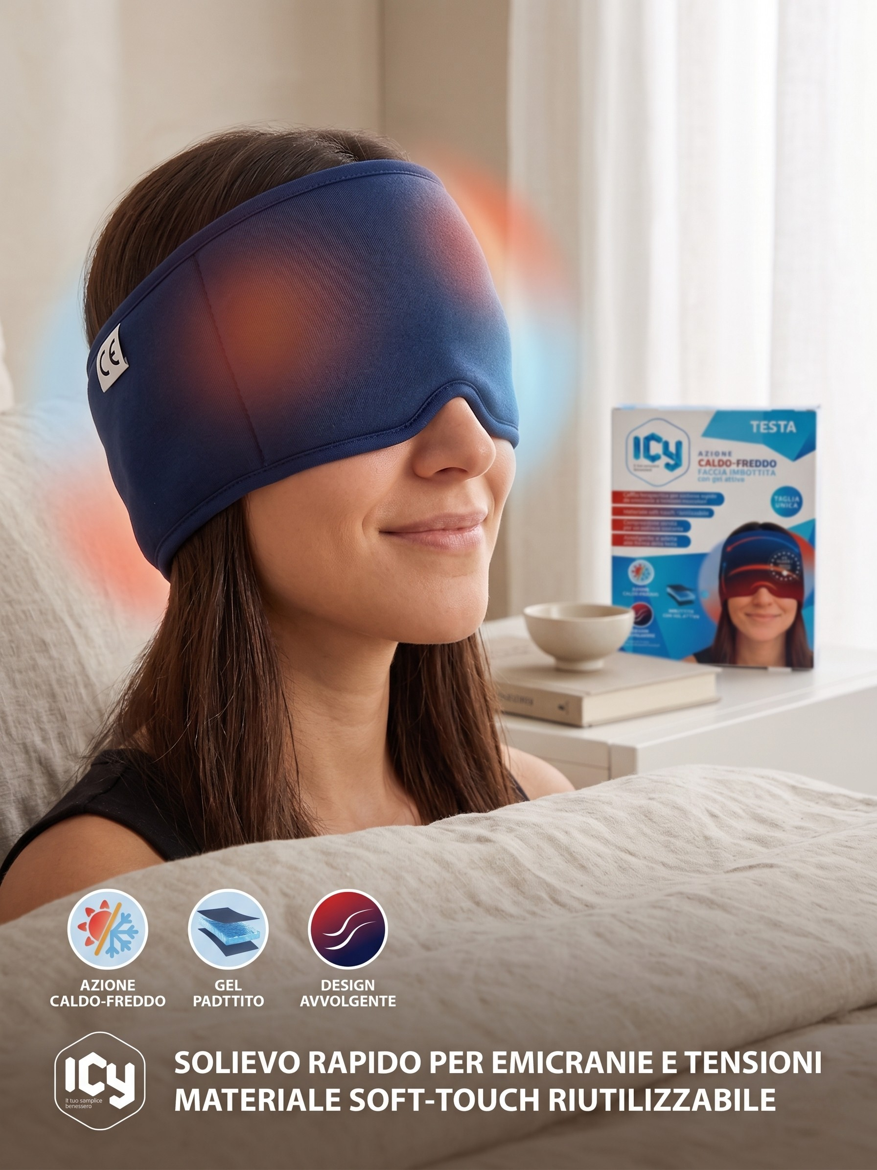 INCA Icy Mask cuffia per alleviare l'Emicrania