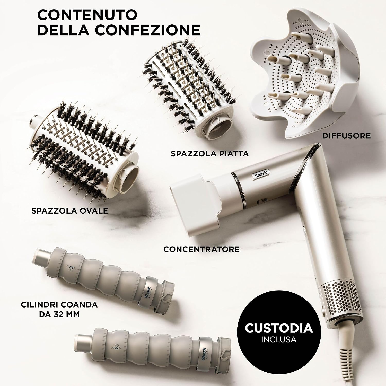 SHARK NINJA FLEXSTYLE COMPLETE SET ASCIUGACAPELLI HD446SLEU 5 in 1 CHAMPAGNE - GARANZIA UFFICIALE ITALIA 2 ANNI