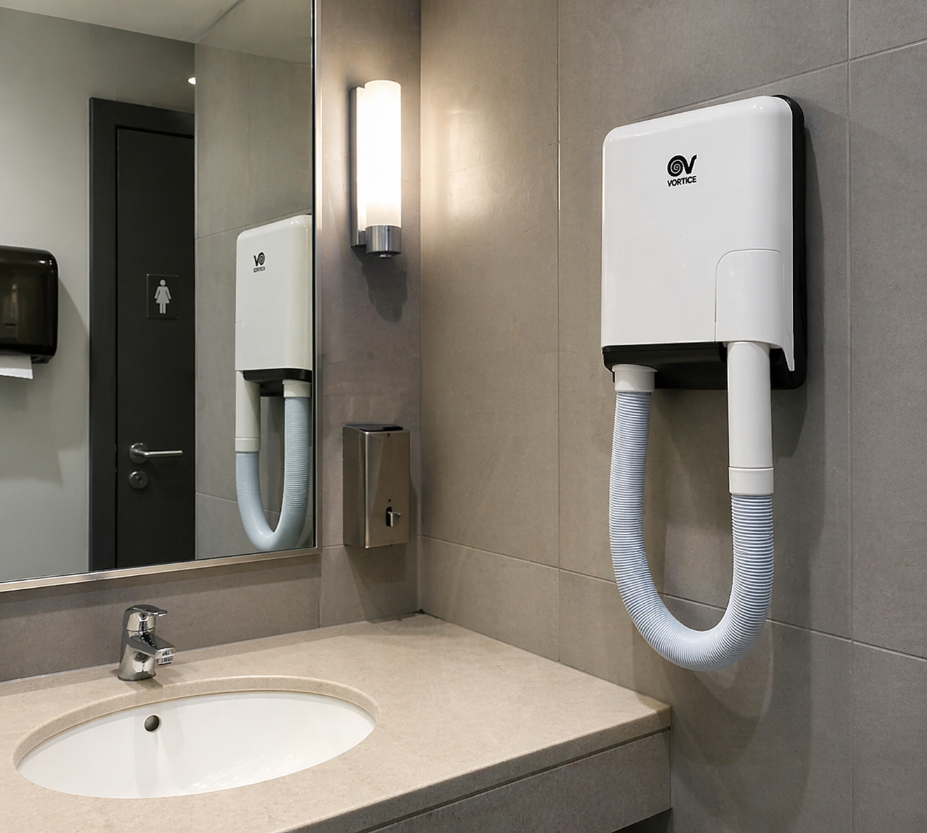 Vortice VORTDRY - Asciugacapelli a muro con tubo flessibile e timer