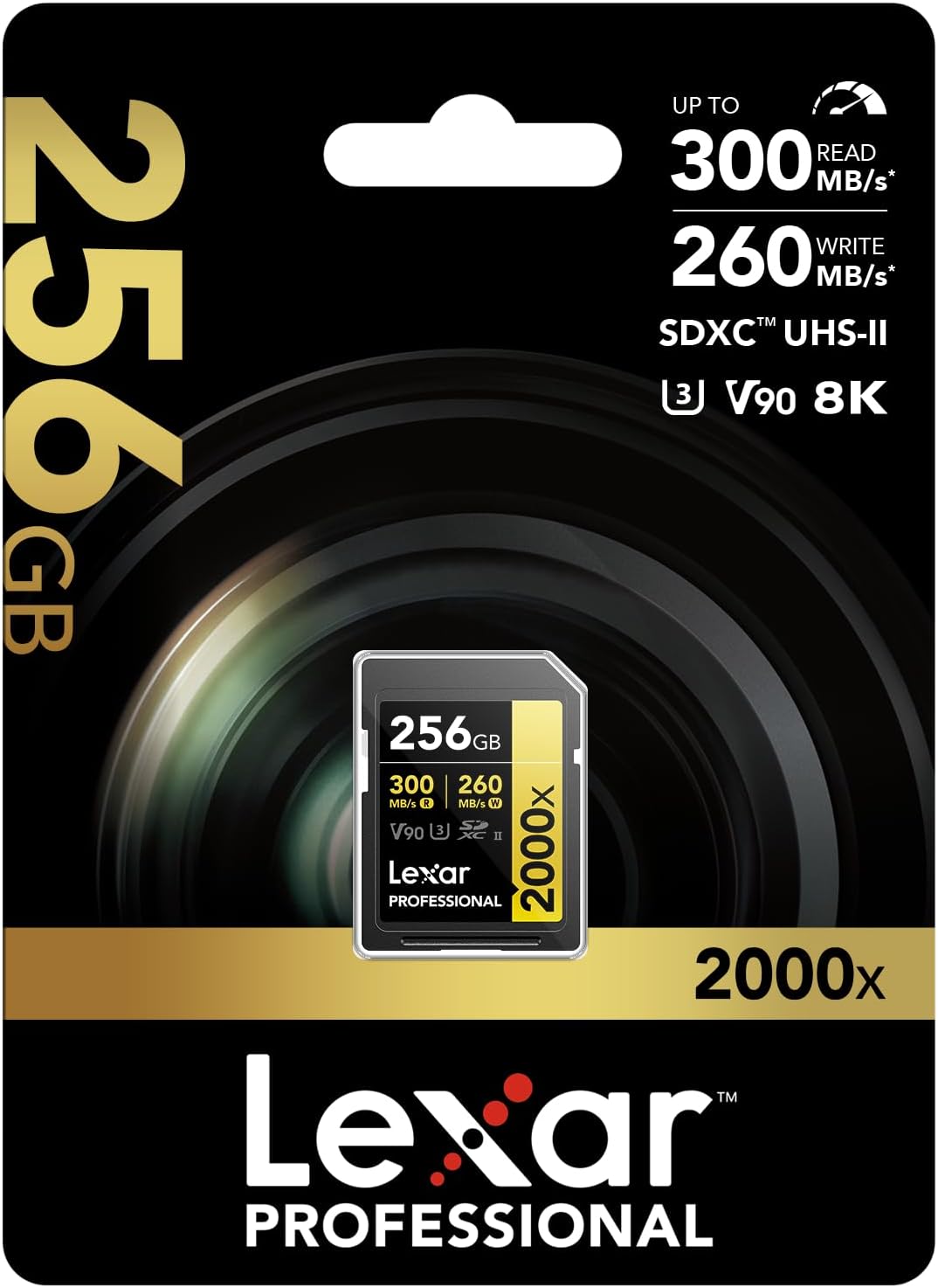 LEXAR SDXC 256GB PRO 2000X UHS-II U3 V90 GOLD SERIES
