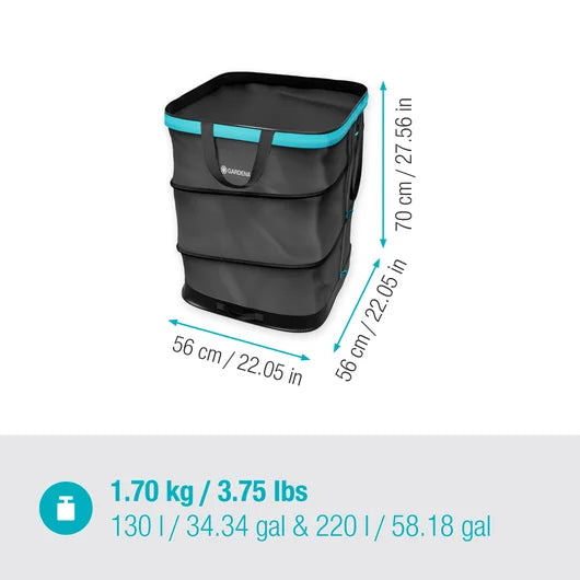 Gardena Sacco Rifiuti Pop-Up Rettangolare – Pieghevole, Misure M e L
