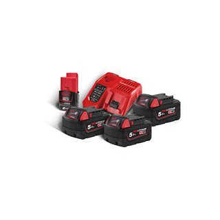 Milwaukee M18 NRG-503 – Energy Kit 3x 5.0Ah + M12 2.0Ah + caricatore