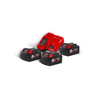 Milwaukee M18 NRG-503 – Energy Kit 3x 5.0Ah + M12 2.0Ah + caricatore