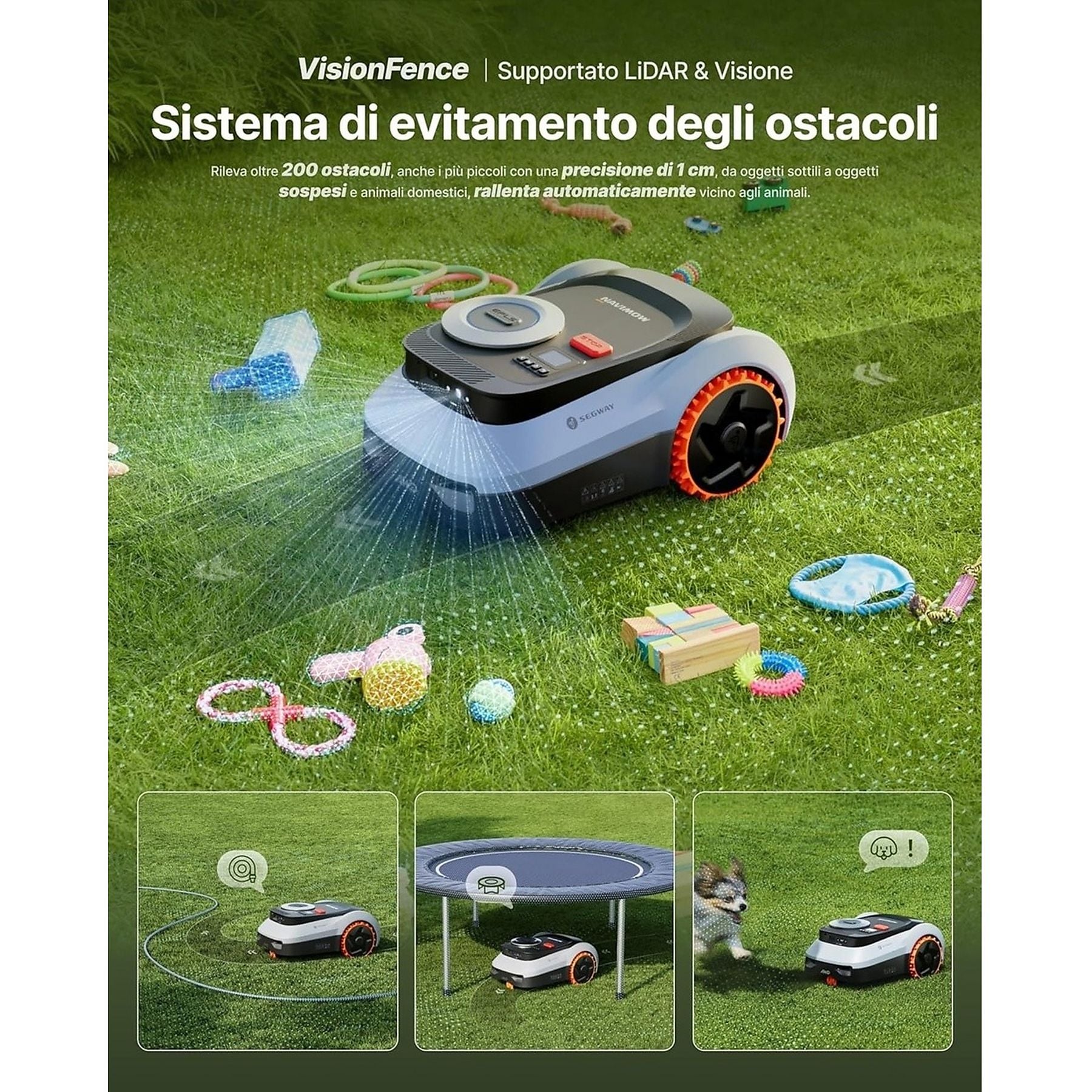 NAVIMOW I210E LIDAR PRO TAGLIAERBA A BATTERIA GARANZIA UFFICIALE NITAL 2 ANNI