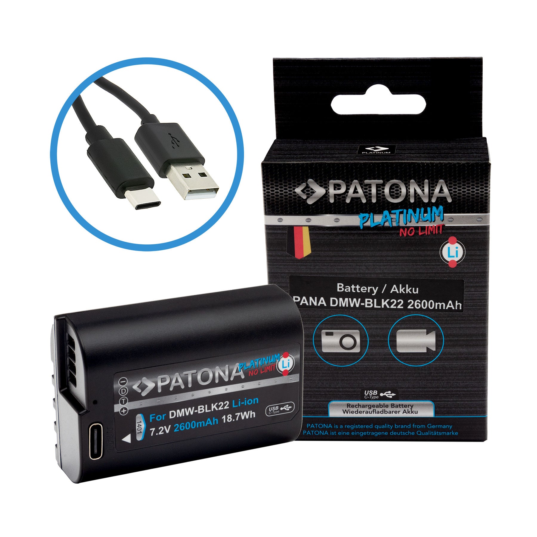 PATONA PLATINUM BATTERY CON CARICA USB-C