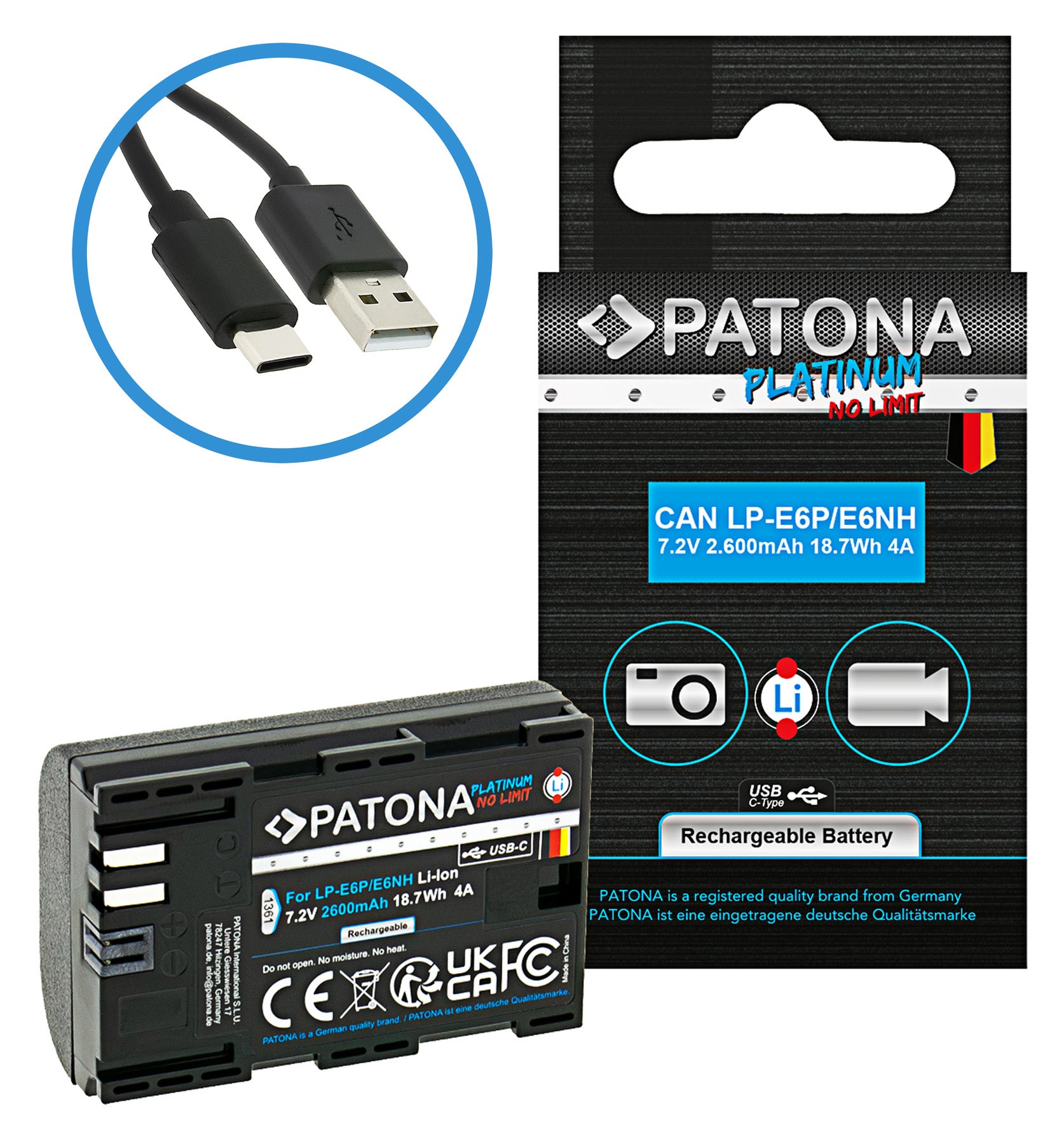 PATONA PLATINUM BATTERY CON CARICA USB-C
