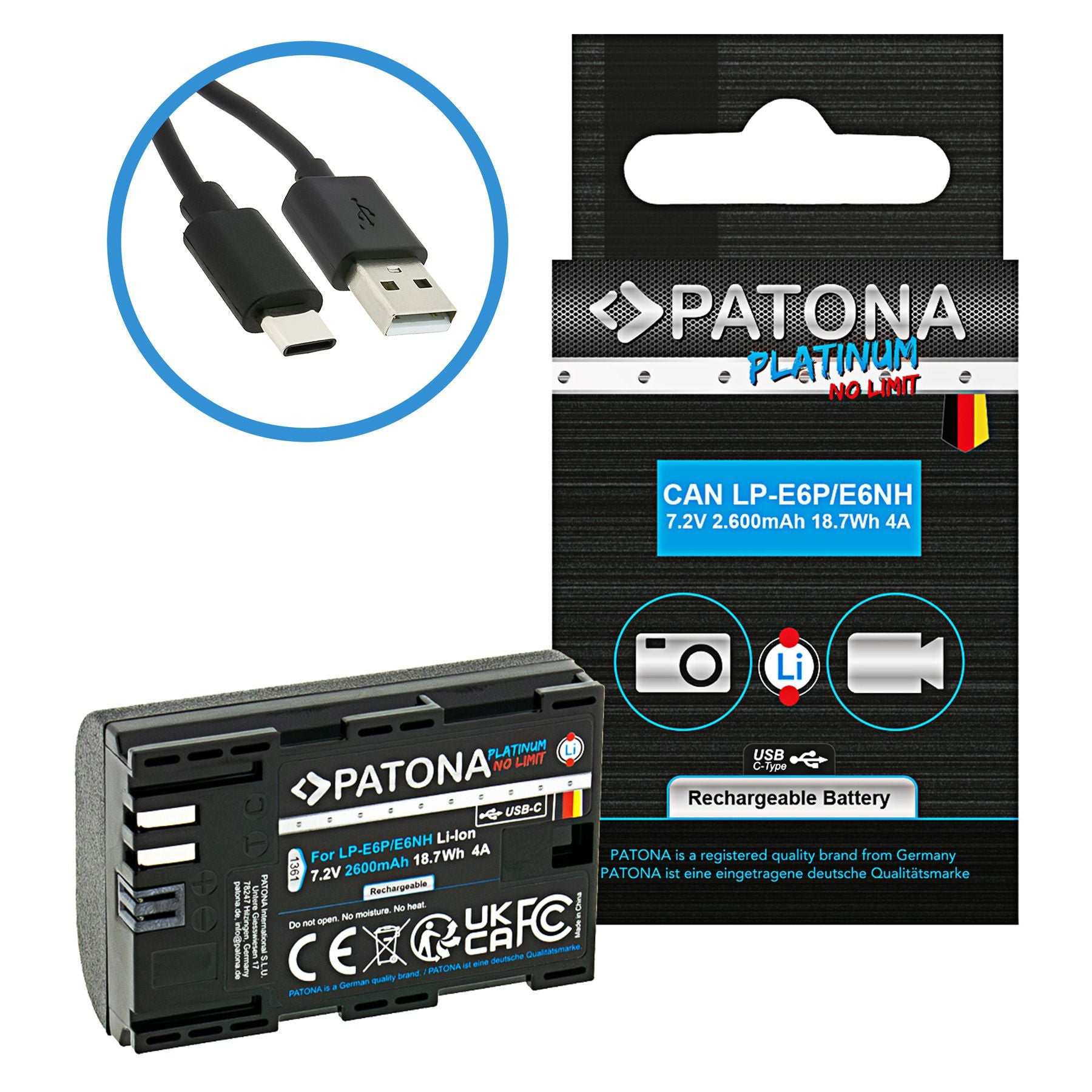 PATONA PLATINUM BATTERY CON CARICA USB-C