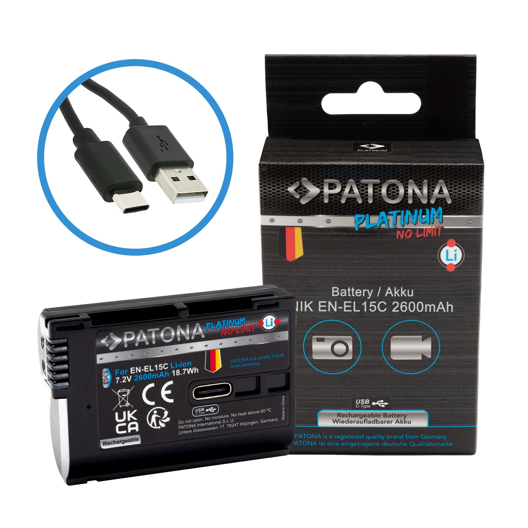 PATONA PLATINUM BATTERY CON CARICA USB-C