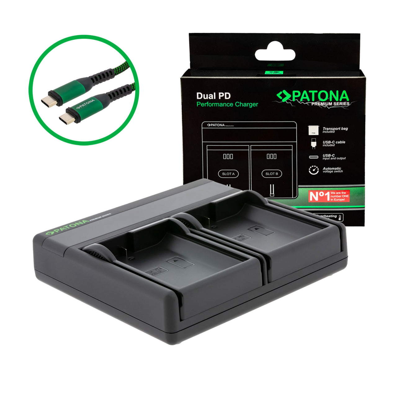 PATONA PREMIUM DUAL PD BATTERY CHARGER USB-C