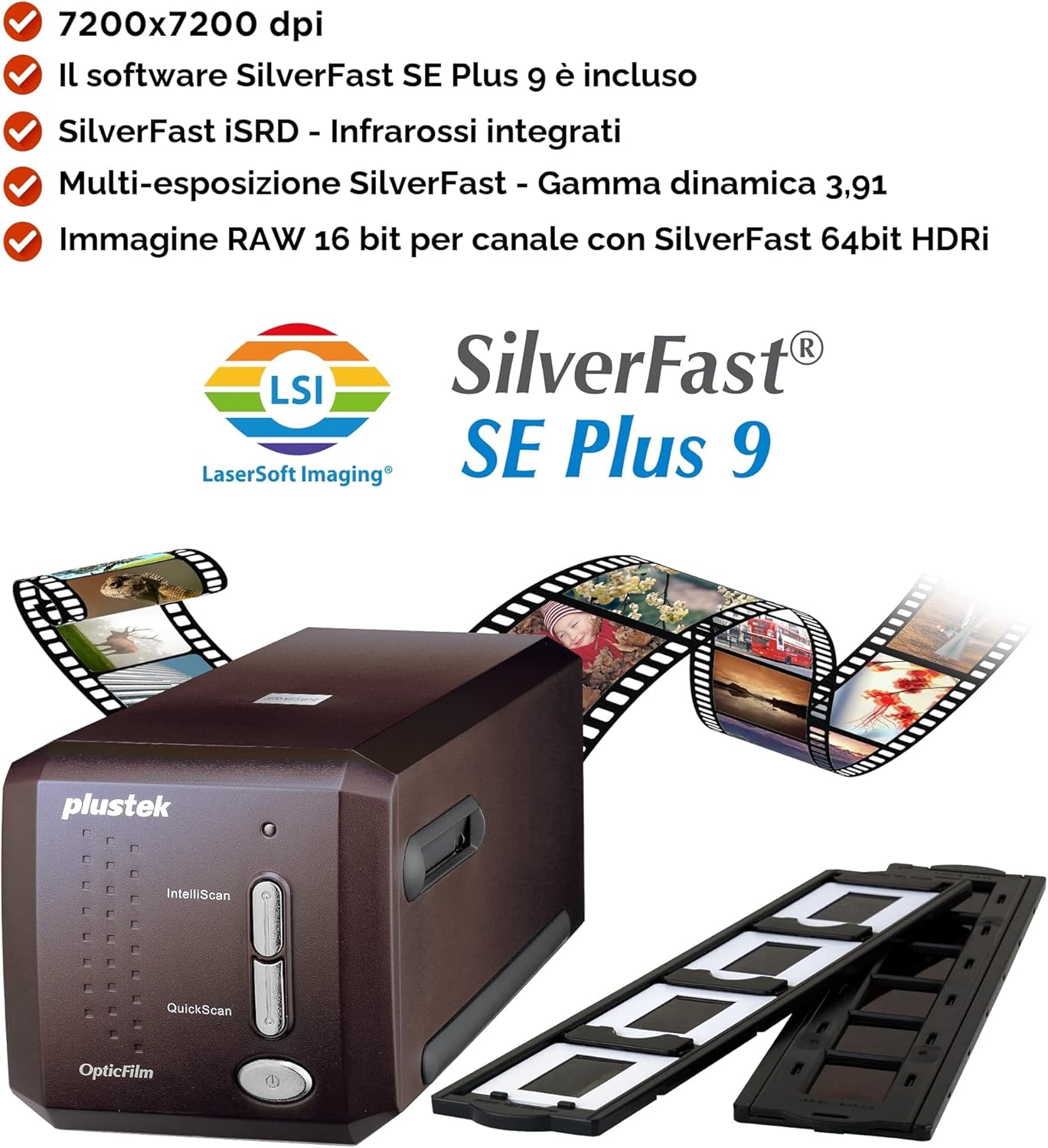 PLUSTEK OPTICFILM 8300i SE SCANNER GARANZIA UFFICIALE 2 ANNI ITALIA