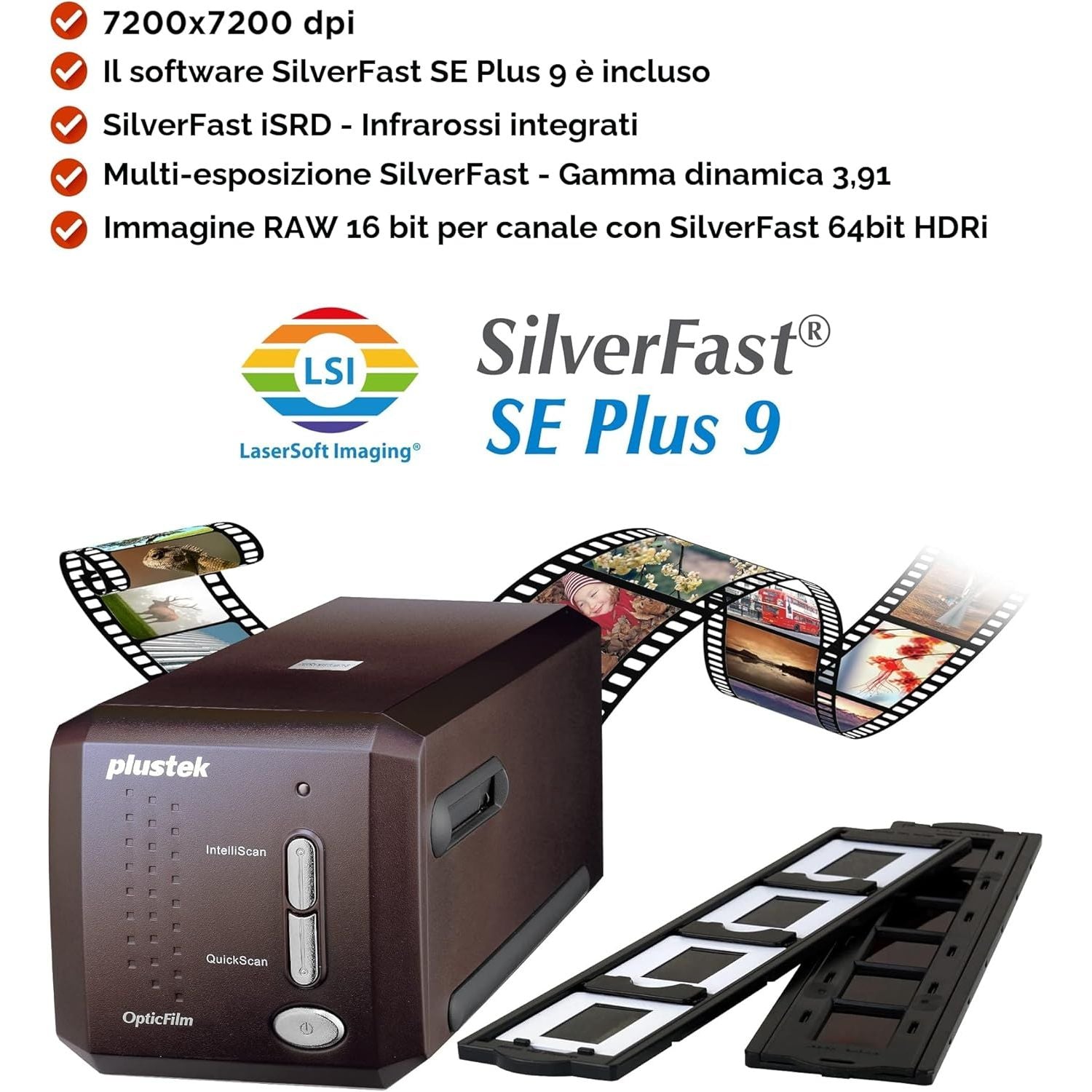 PLUSTEK OPTICFILM 8300i SE SCANNER GARANZIA UFFICIALE 2 ANNI ITALIA